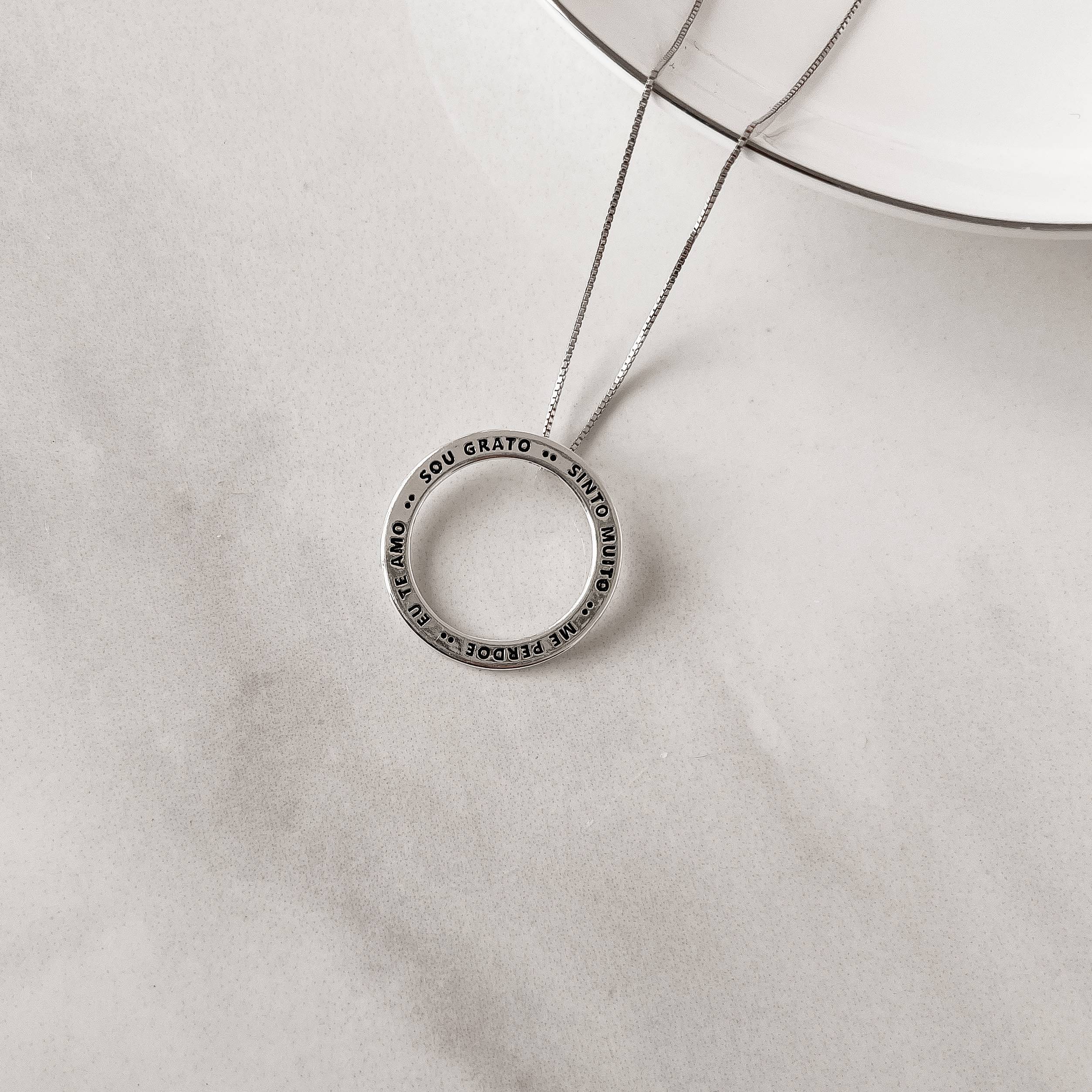 Imagem Colar círculo sou grato 24mm 45cm