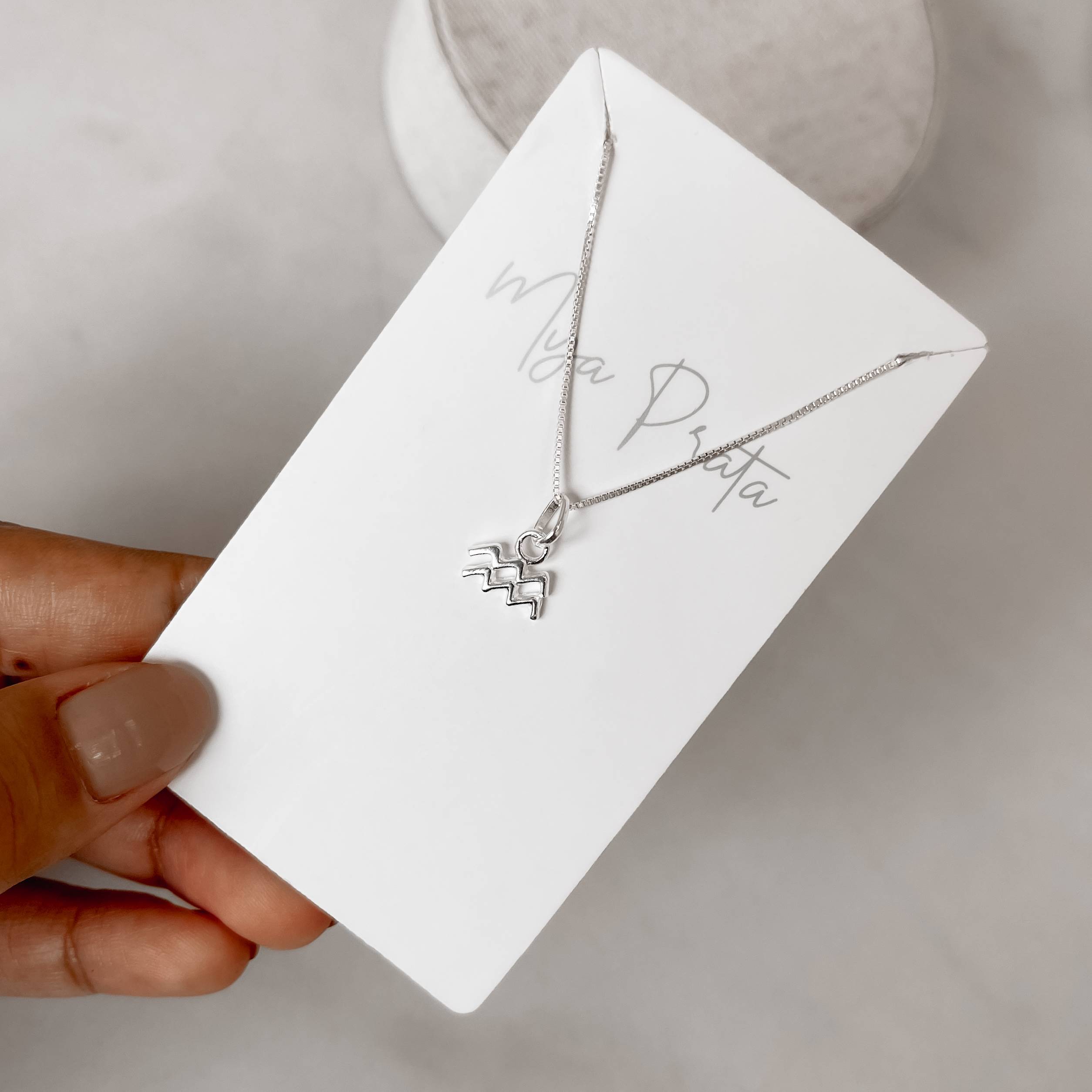 Imagem Colar pingente signo Aquário 10mm 45cm