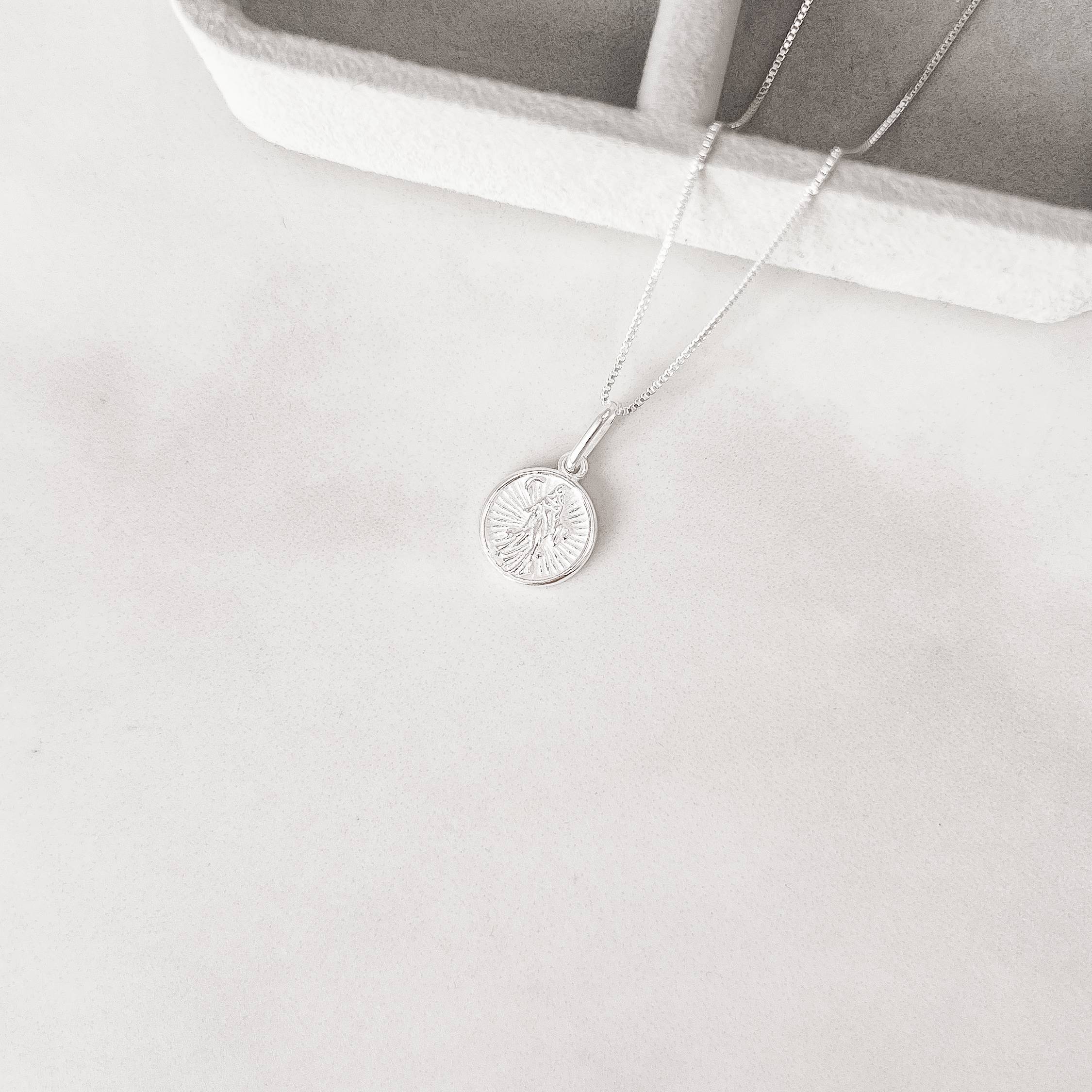 Imagem Colar pingente medalha Iemanjá 11mm 45cm