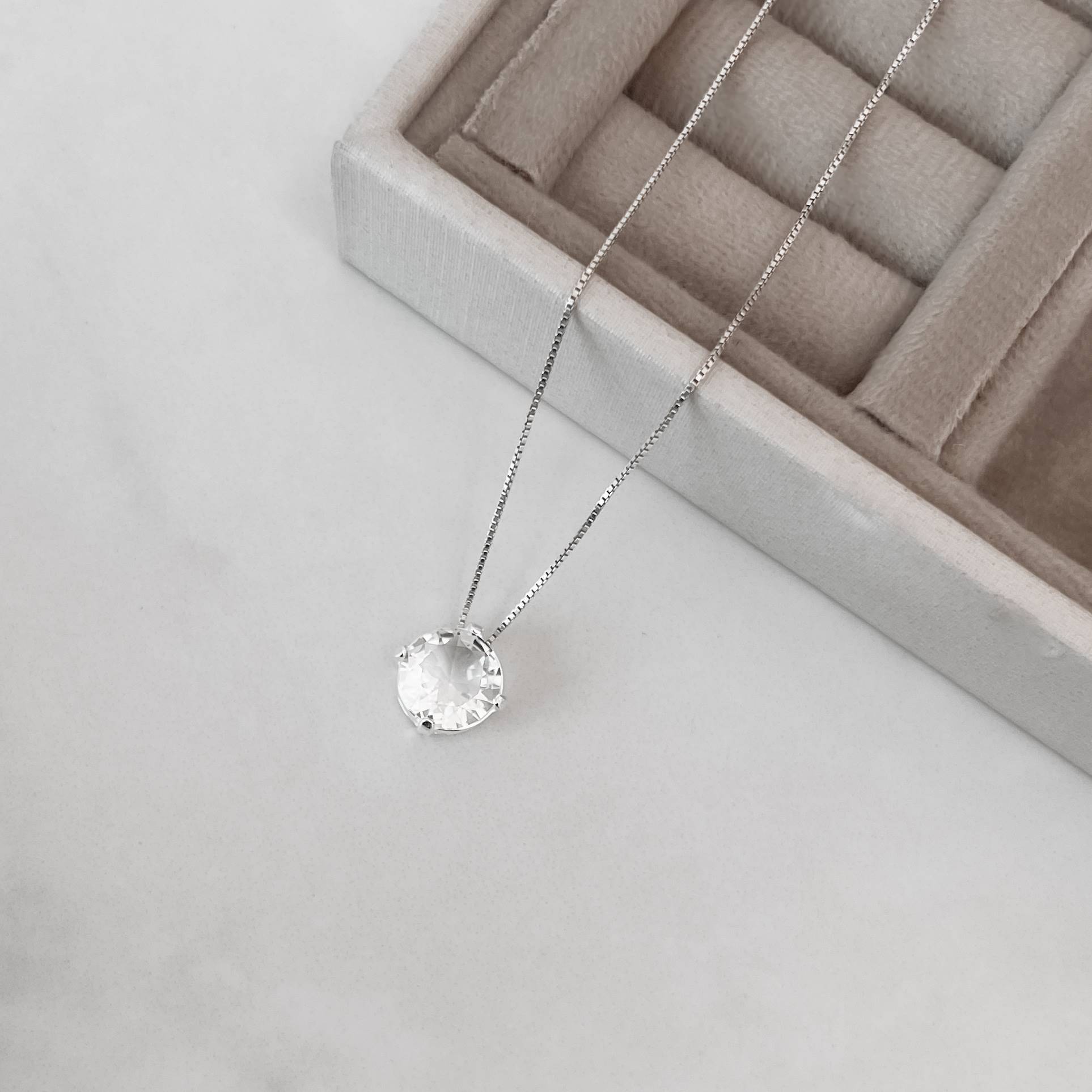 Imagem Colar zircônia cristal 10mm 45cm