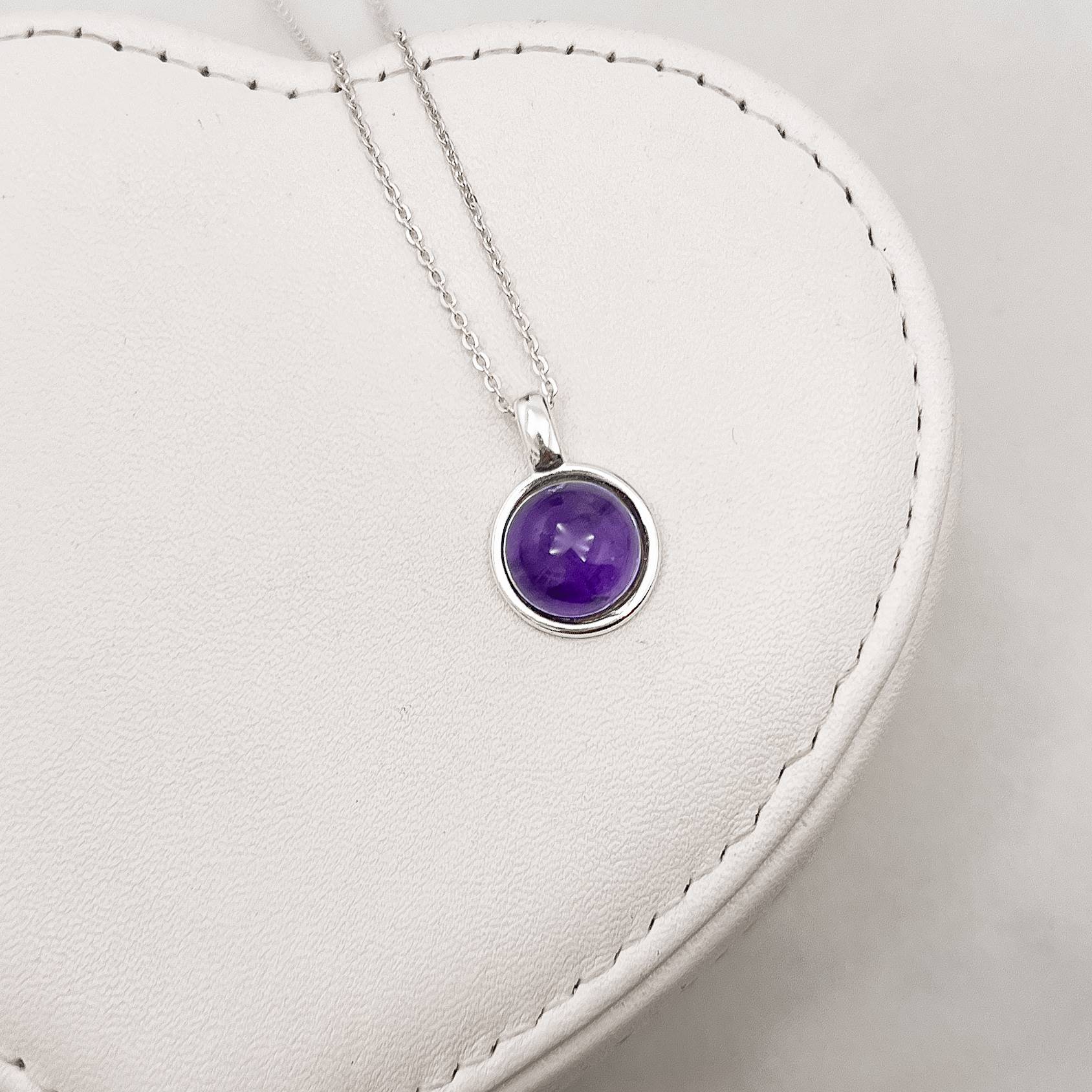 Colar pingente ametista 12mm corrente cadeado 45cm