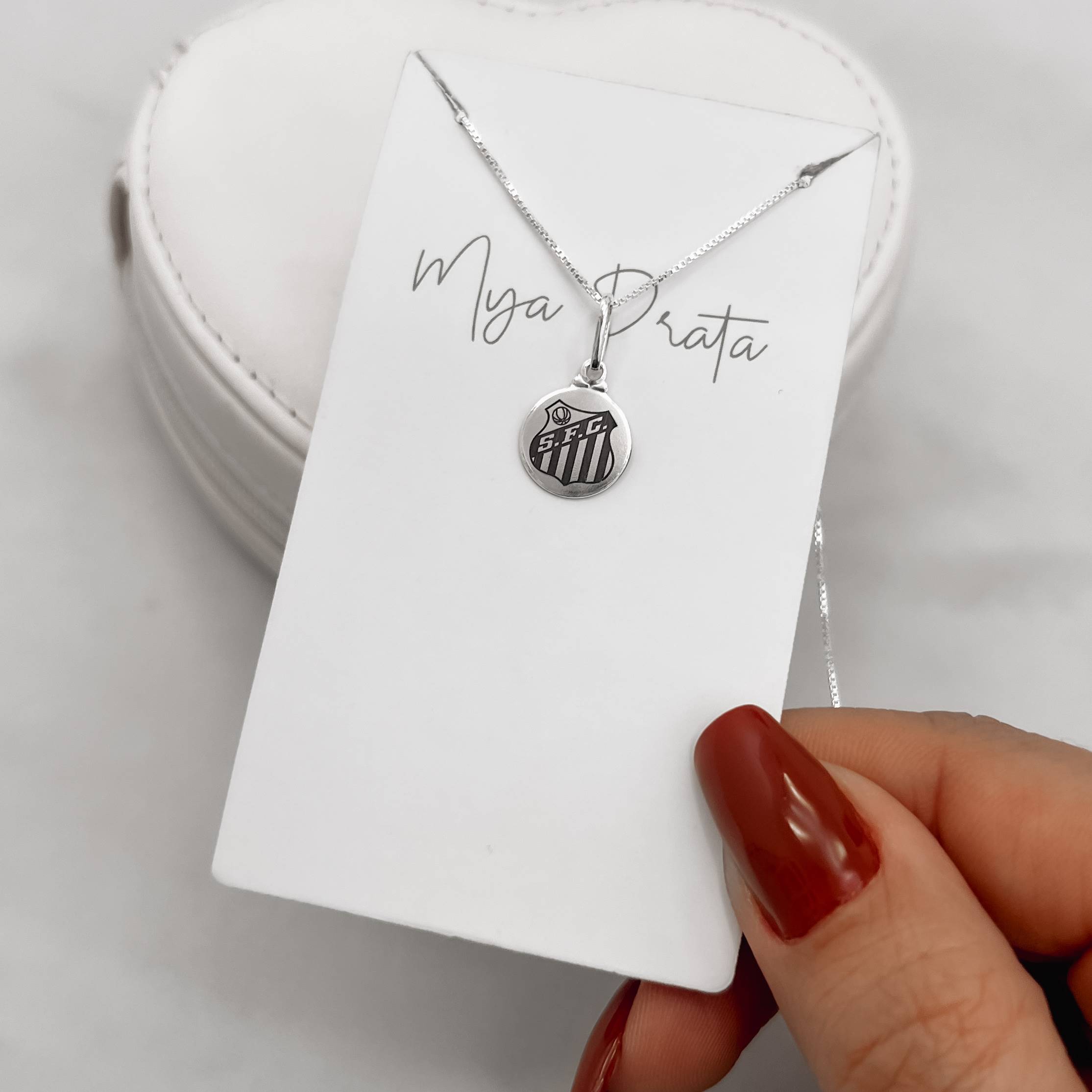 Imagem Colar pingente medalha time Santos 12mm 40cm