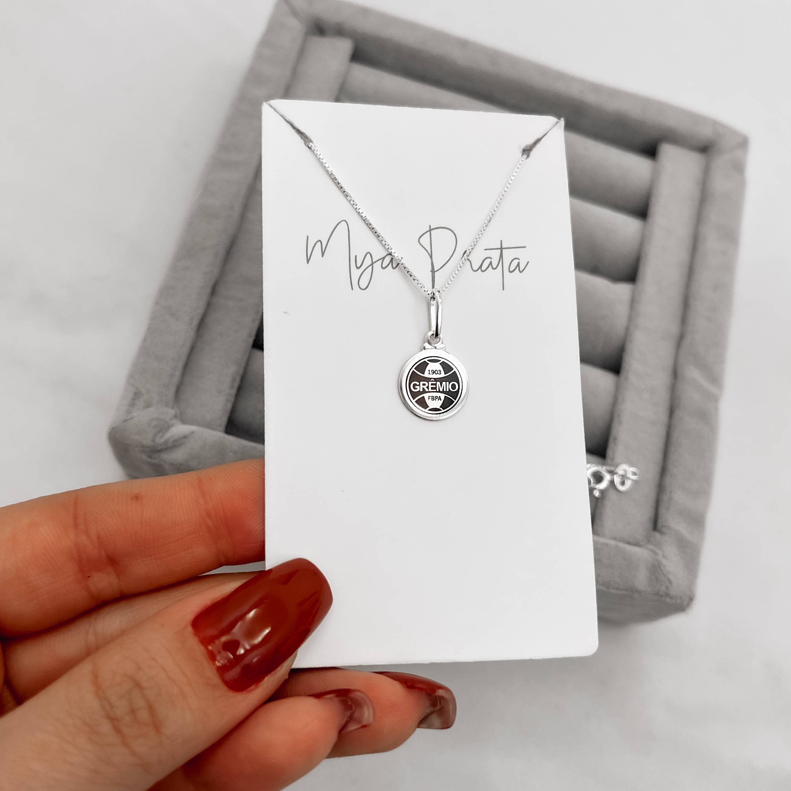 Imagem Colar pingente medalha time Grêmio 12mm 40cm