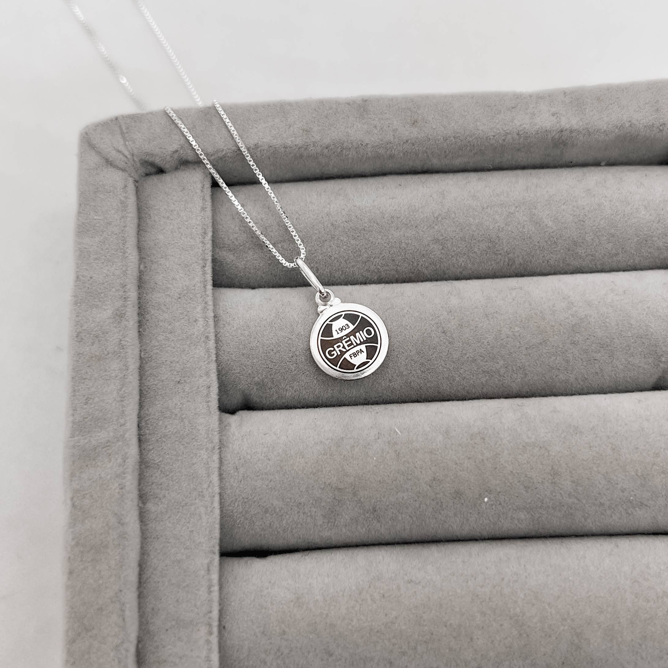 Imagem Secundária Colar pingente medalha time Grêmio 12mm 40cm