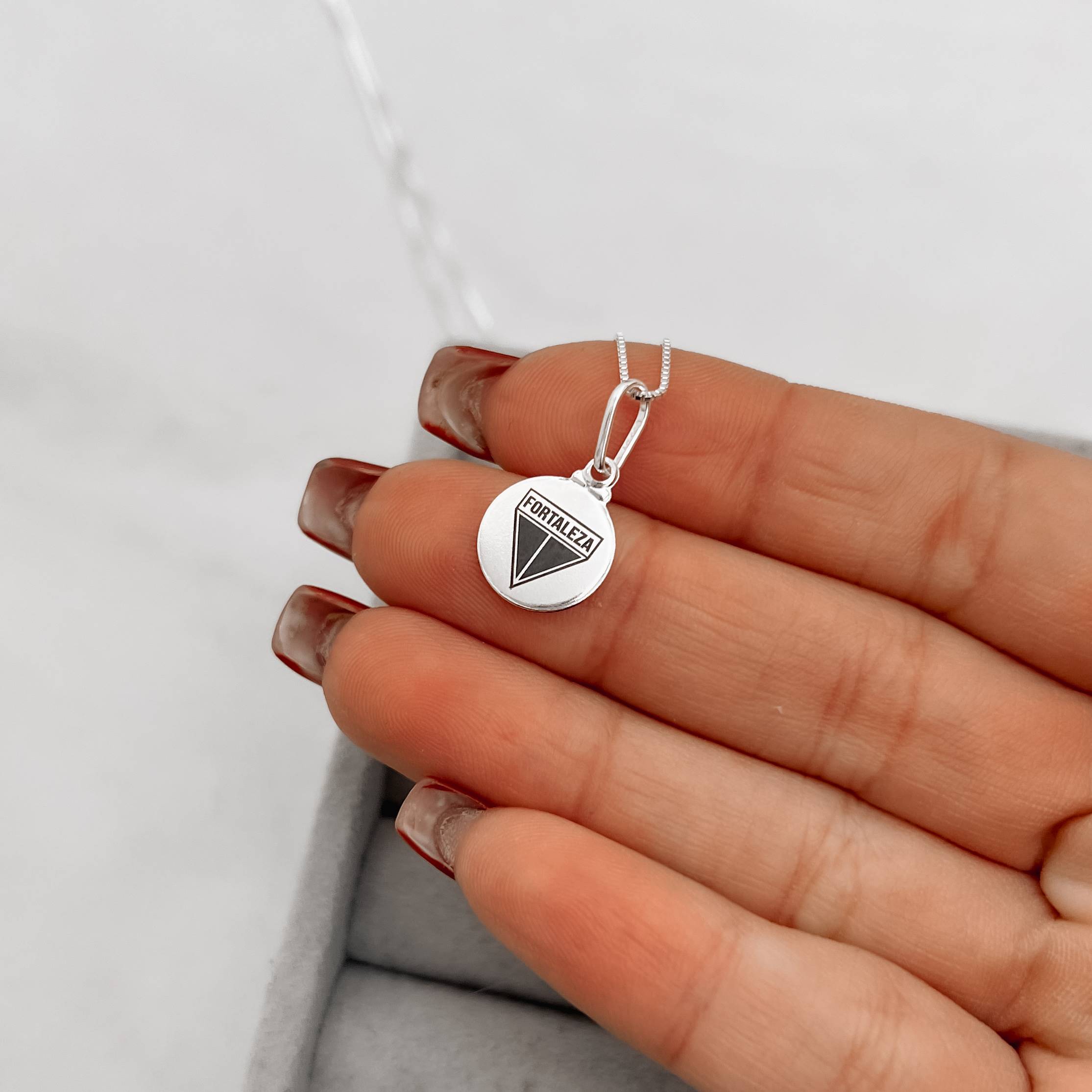 Imagem Colar pingente medalha time Fortaleza 12mm 40cm