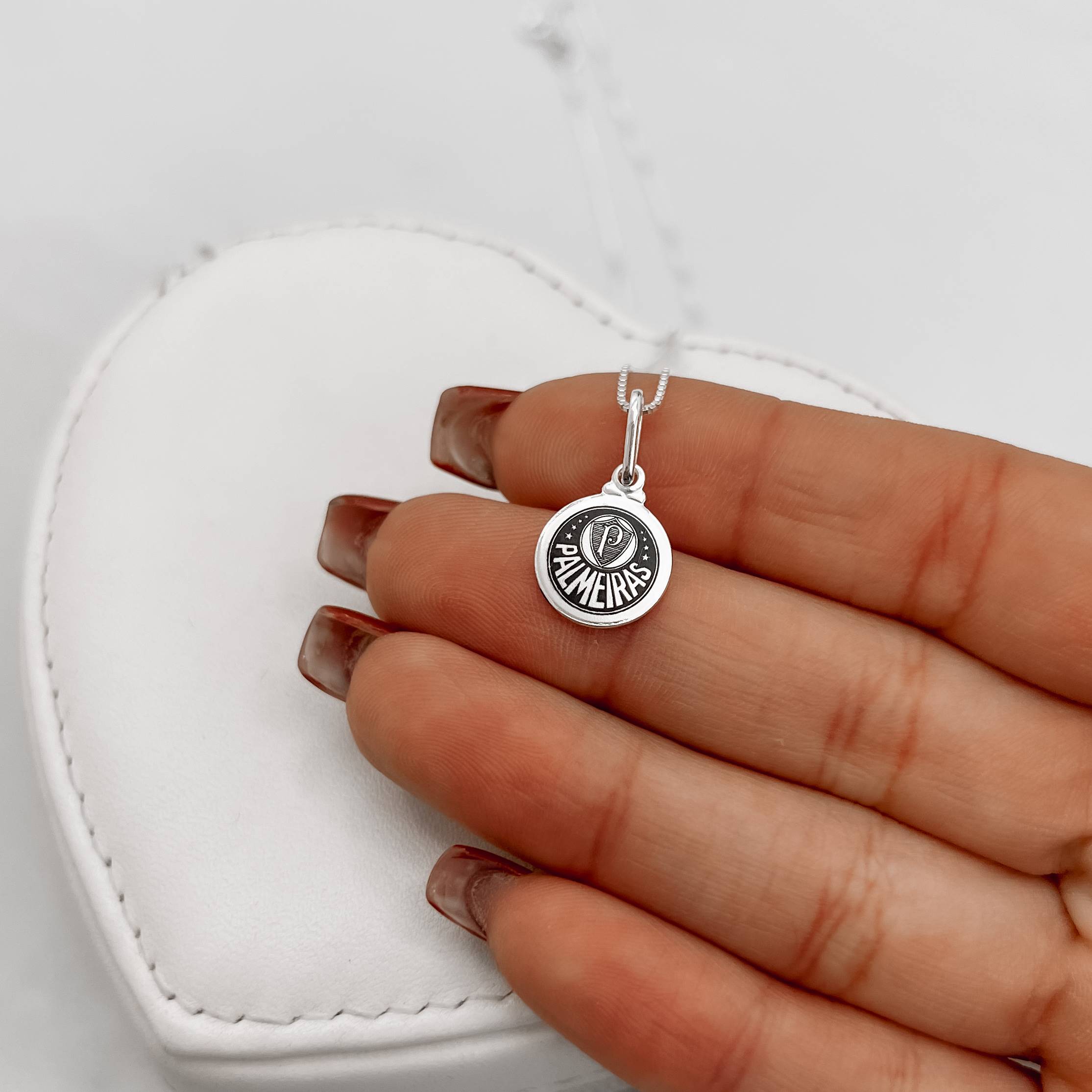 Imagem Secundária Colar pingente medalha time Palmeiras 12mm 40cm