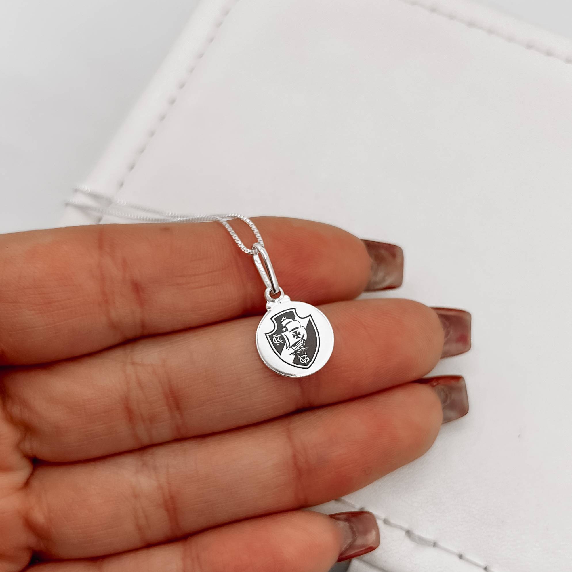 Imagem Colar pingente medalha time Vasco 12mm 40cm