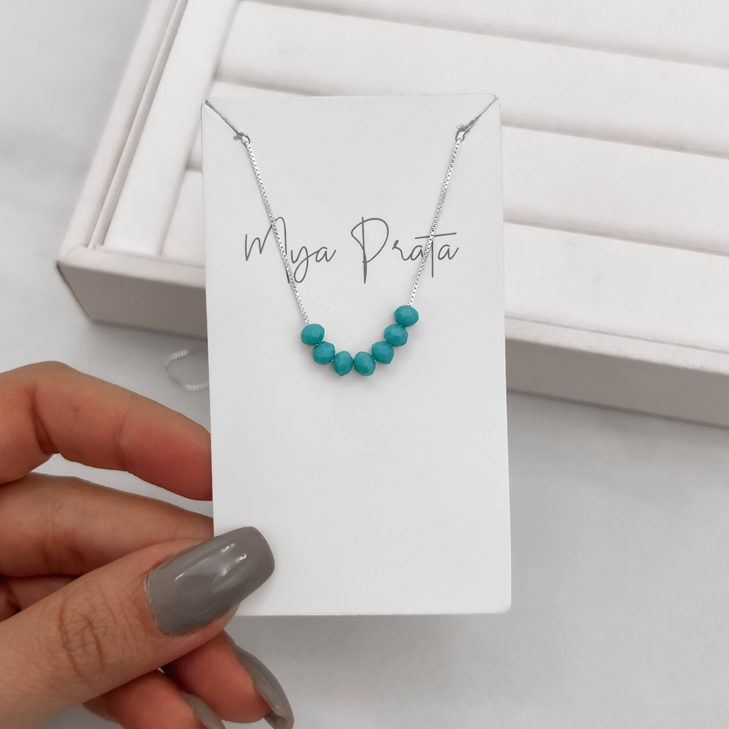 Imagem Colar cristal turquesa 4mm 45cm