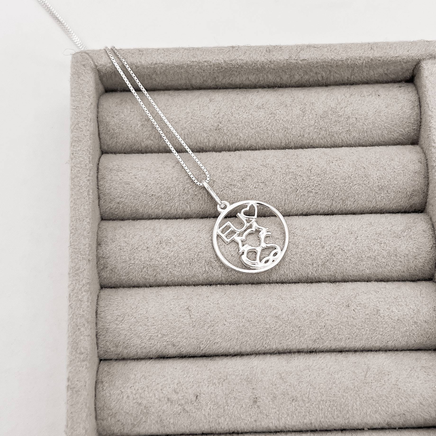 Imagem Secundária Colar pingente eu amo gato 17mm 45cm