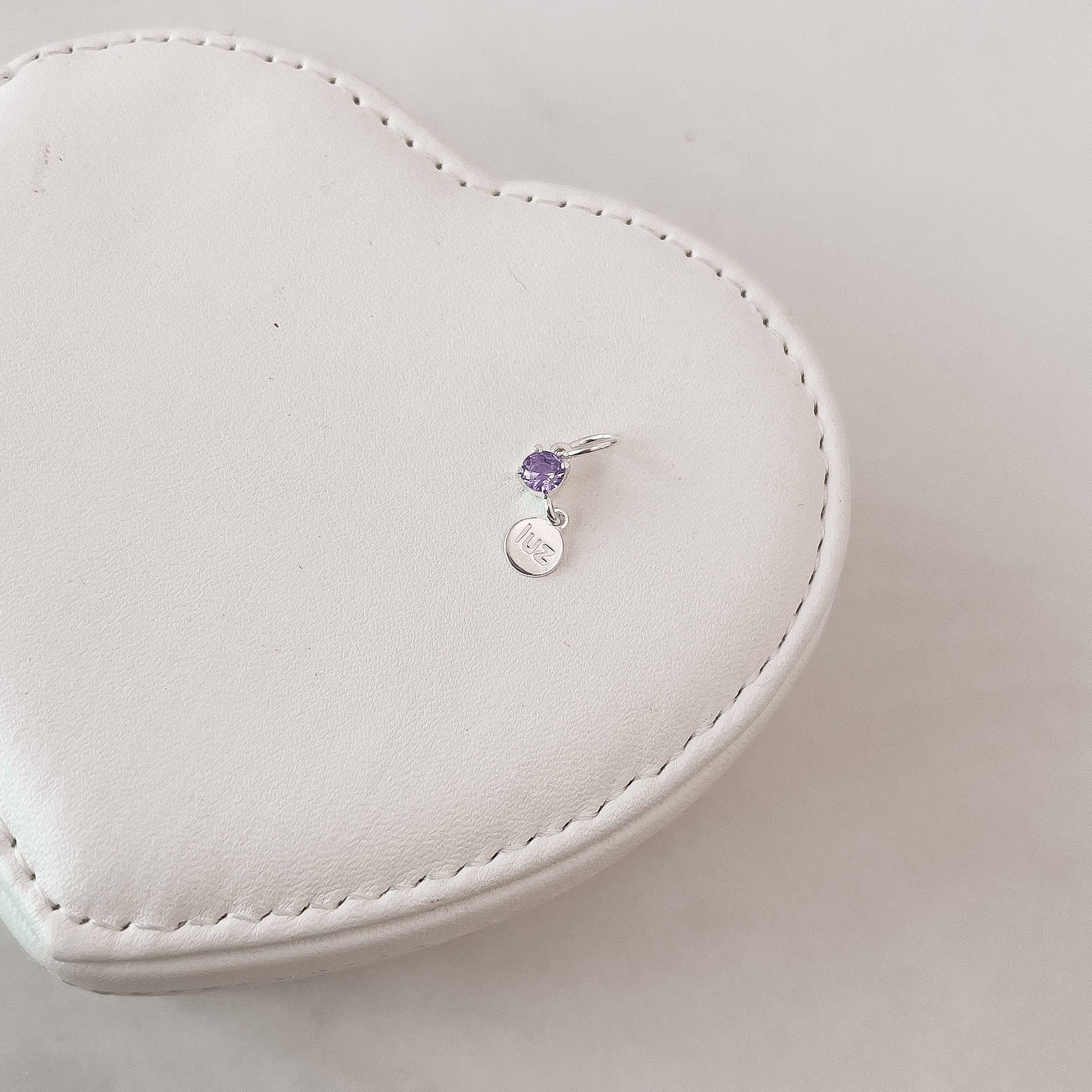 Imagem Secundária Pingente zircônia lilás 4mm com placa escrito luz 6mm