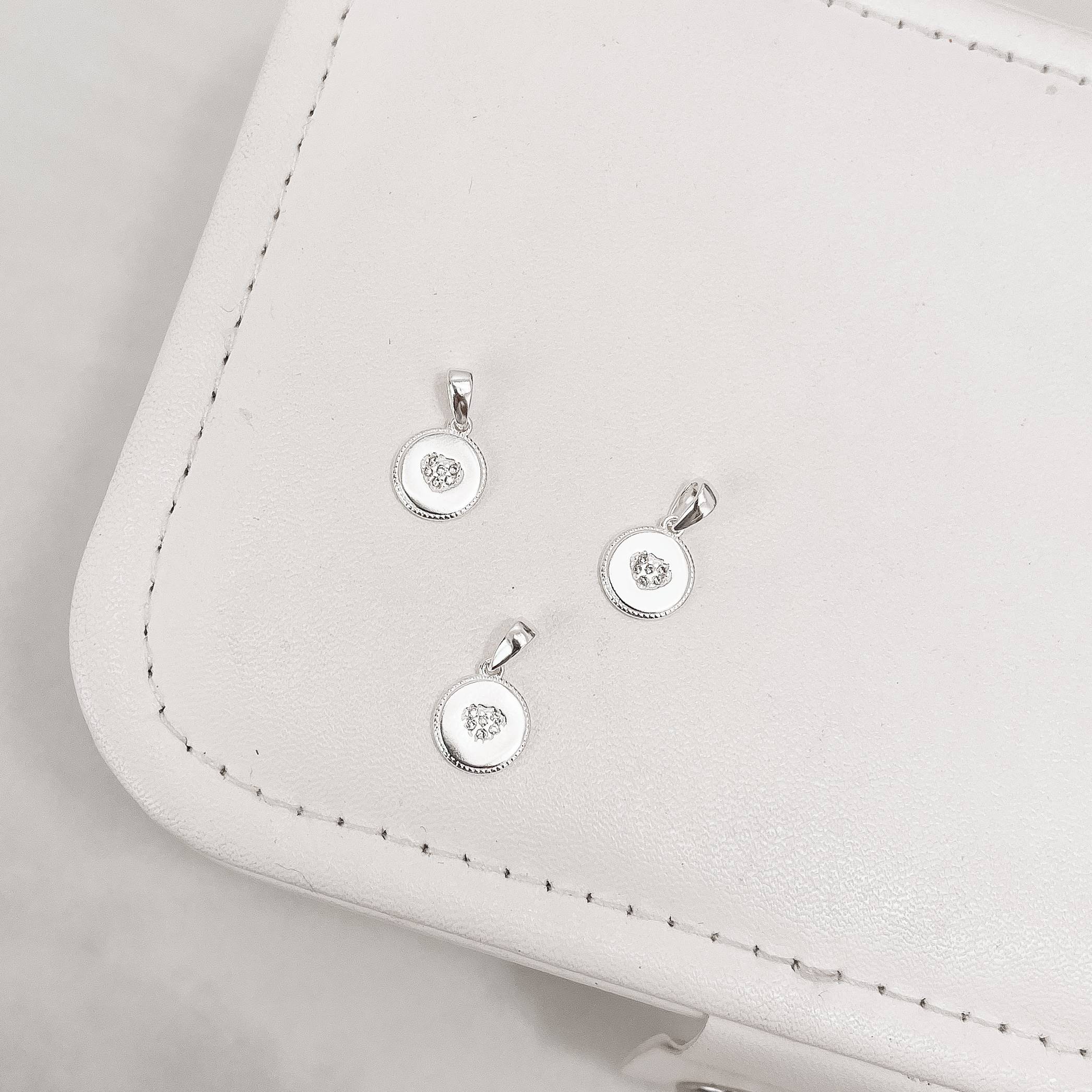 Pingente medalha coração cravejado 9mm