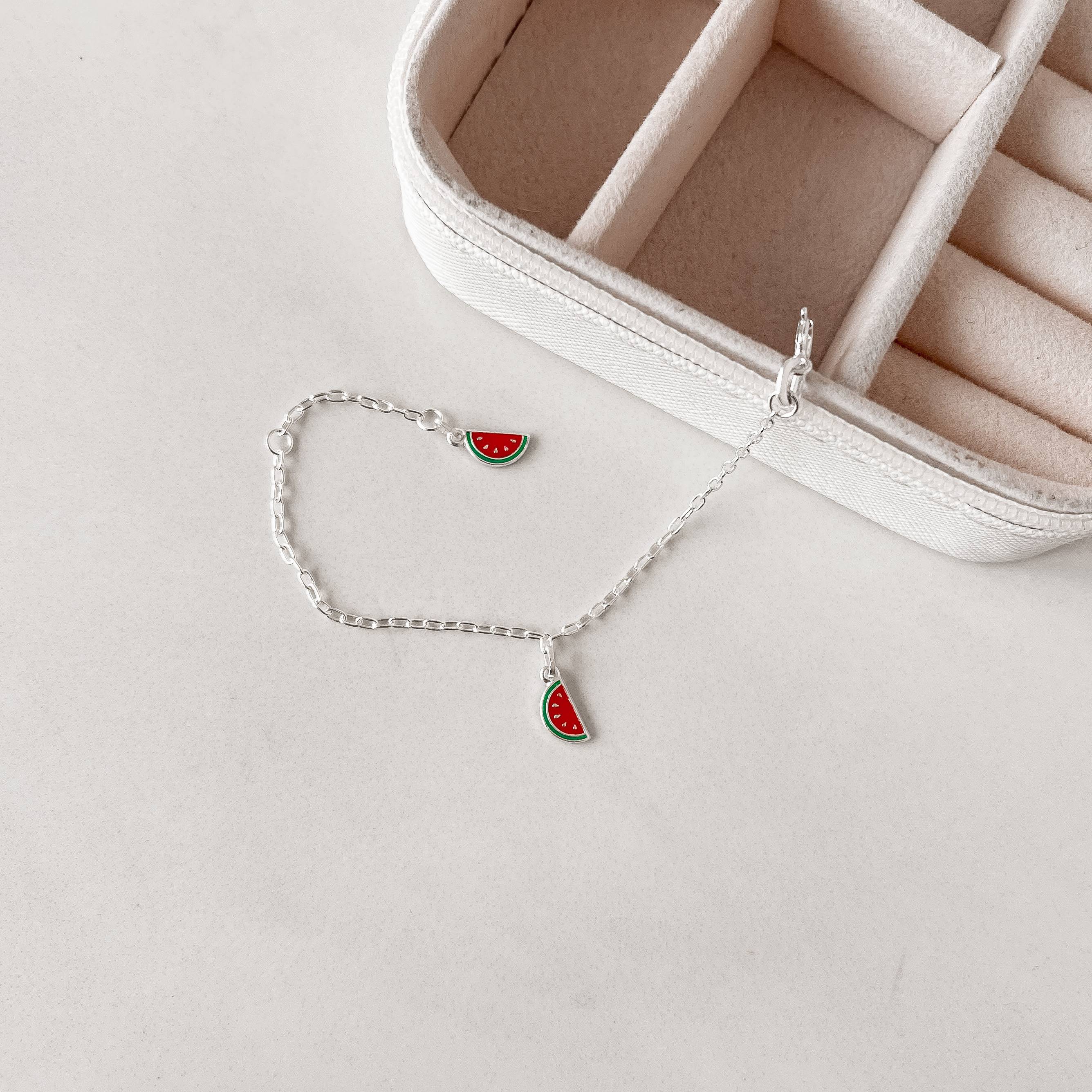 Pulseira infantil pingentes melancia resina 10mm