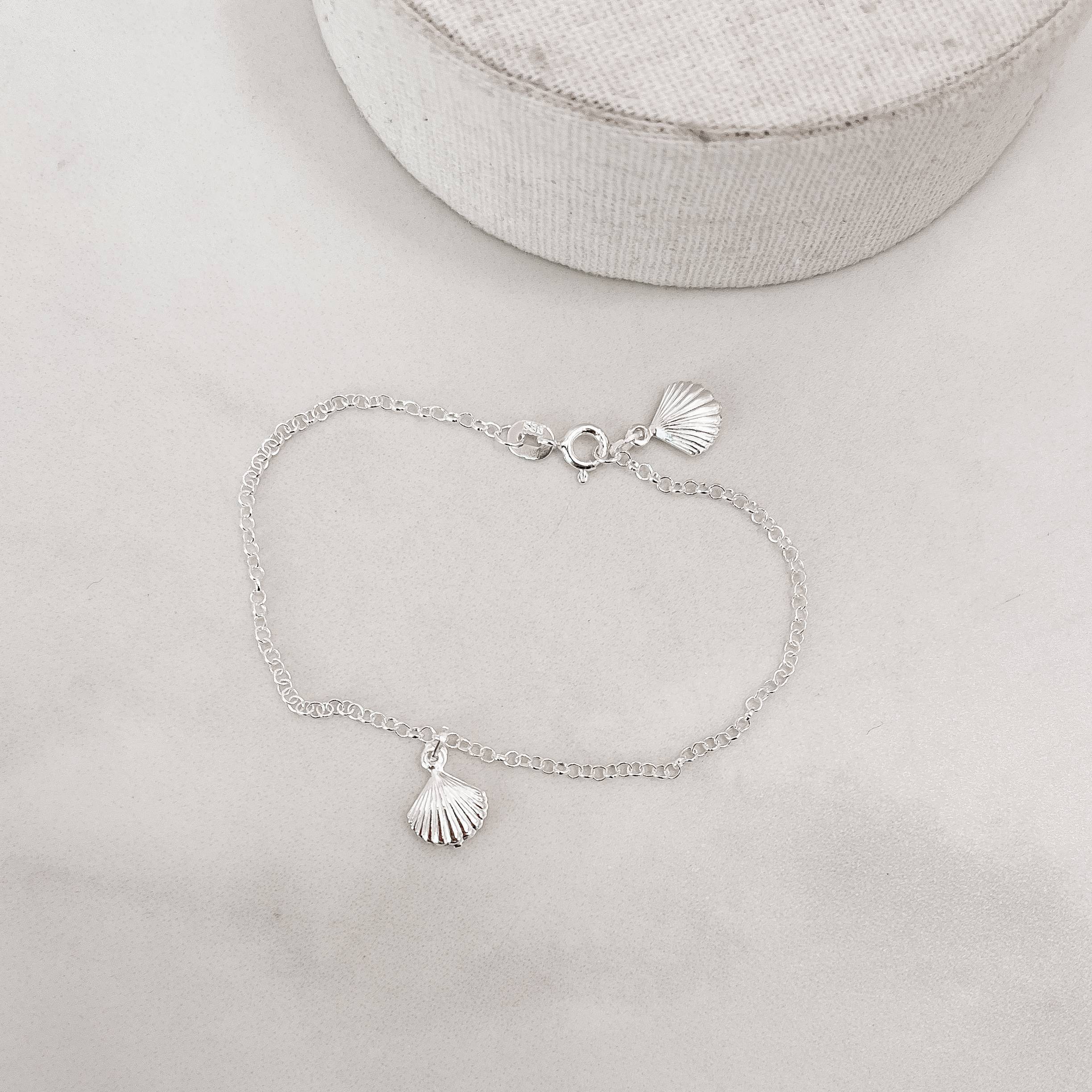 Imagem Pulseira pingente concha corrente elo português