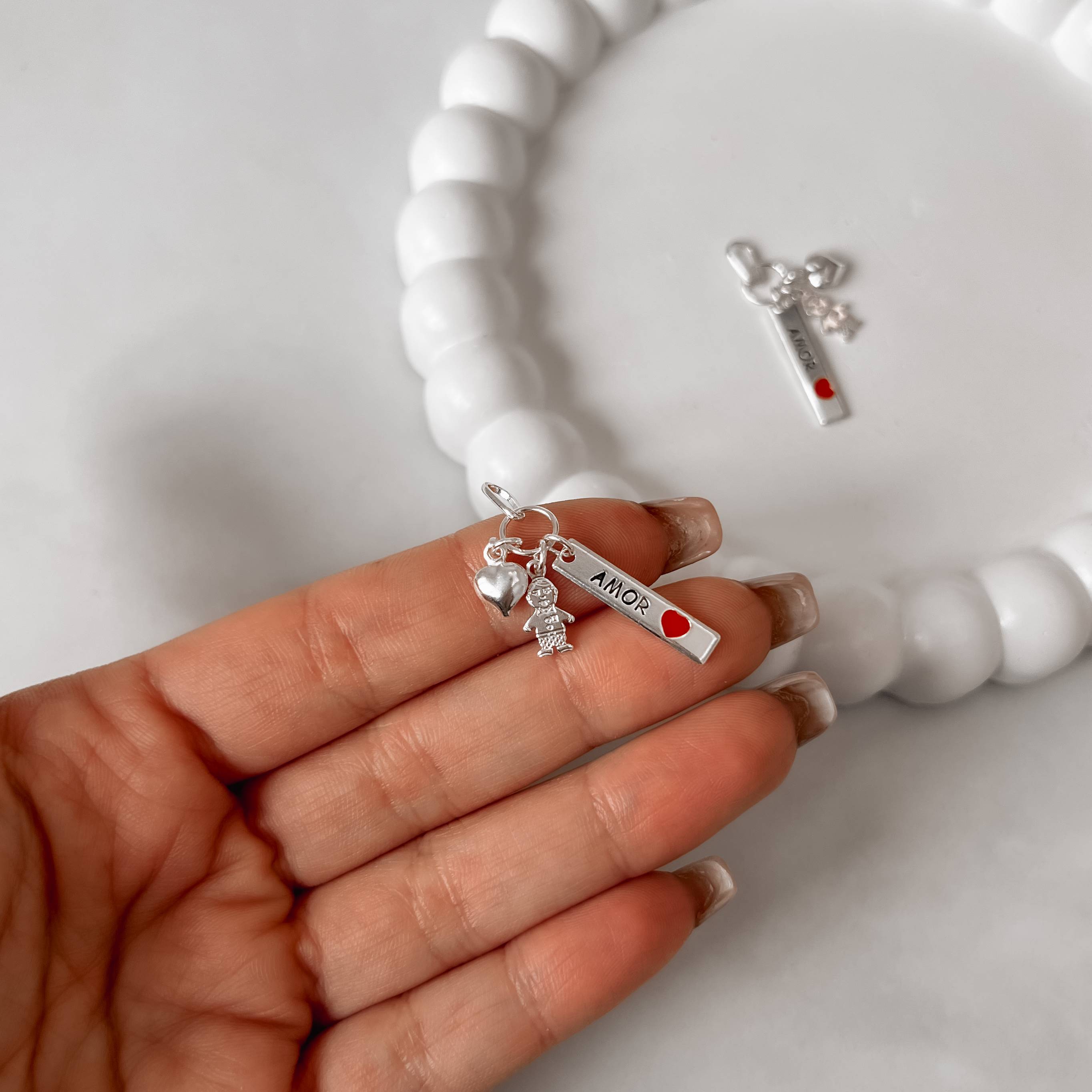 Pingente patuá amor, coração, menino