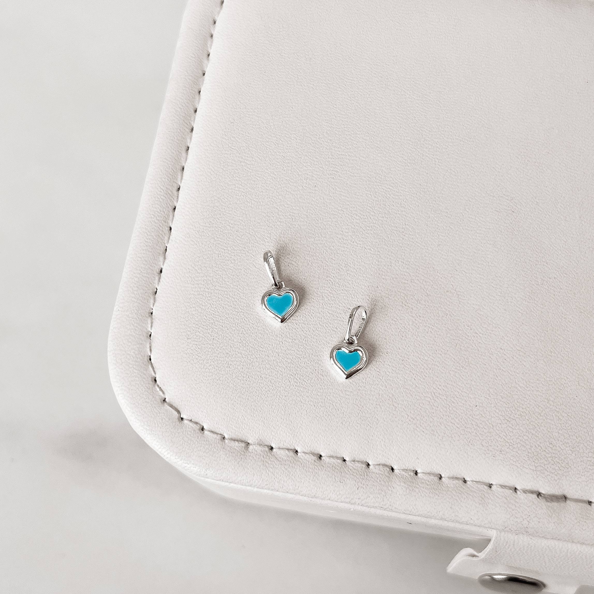 Pingente coração resina azul 8mm