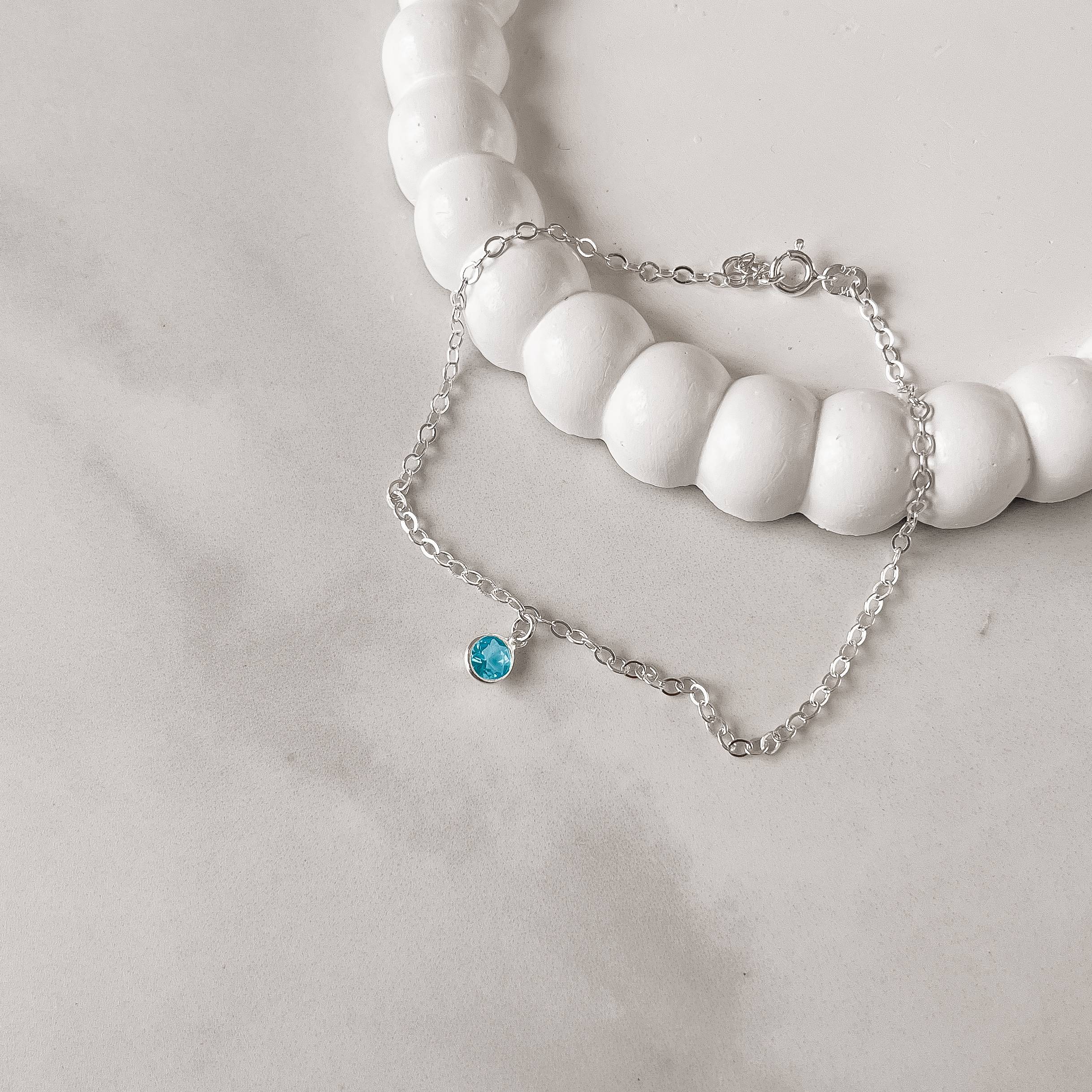 Imagem Tornozeleira pingente zircônia 6mm azul