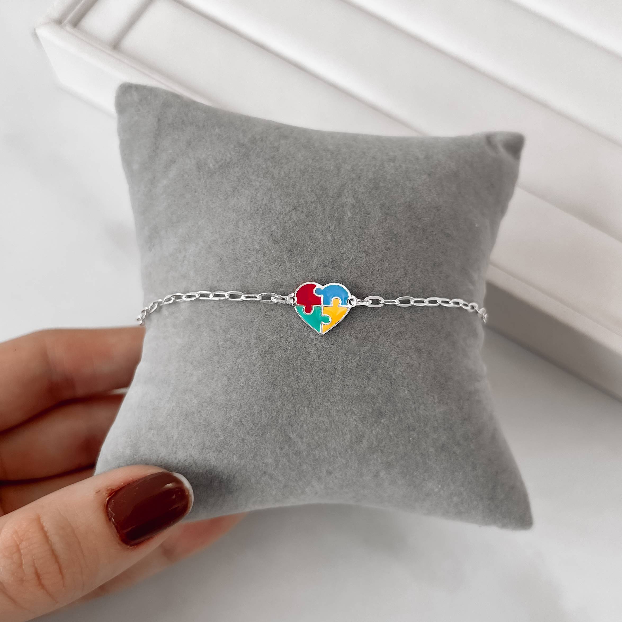 Imagem Secundária Pulseira entremeio coração símbolo autismo 11mm resina