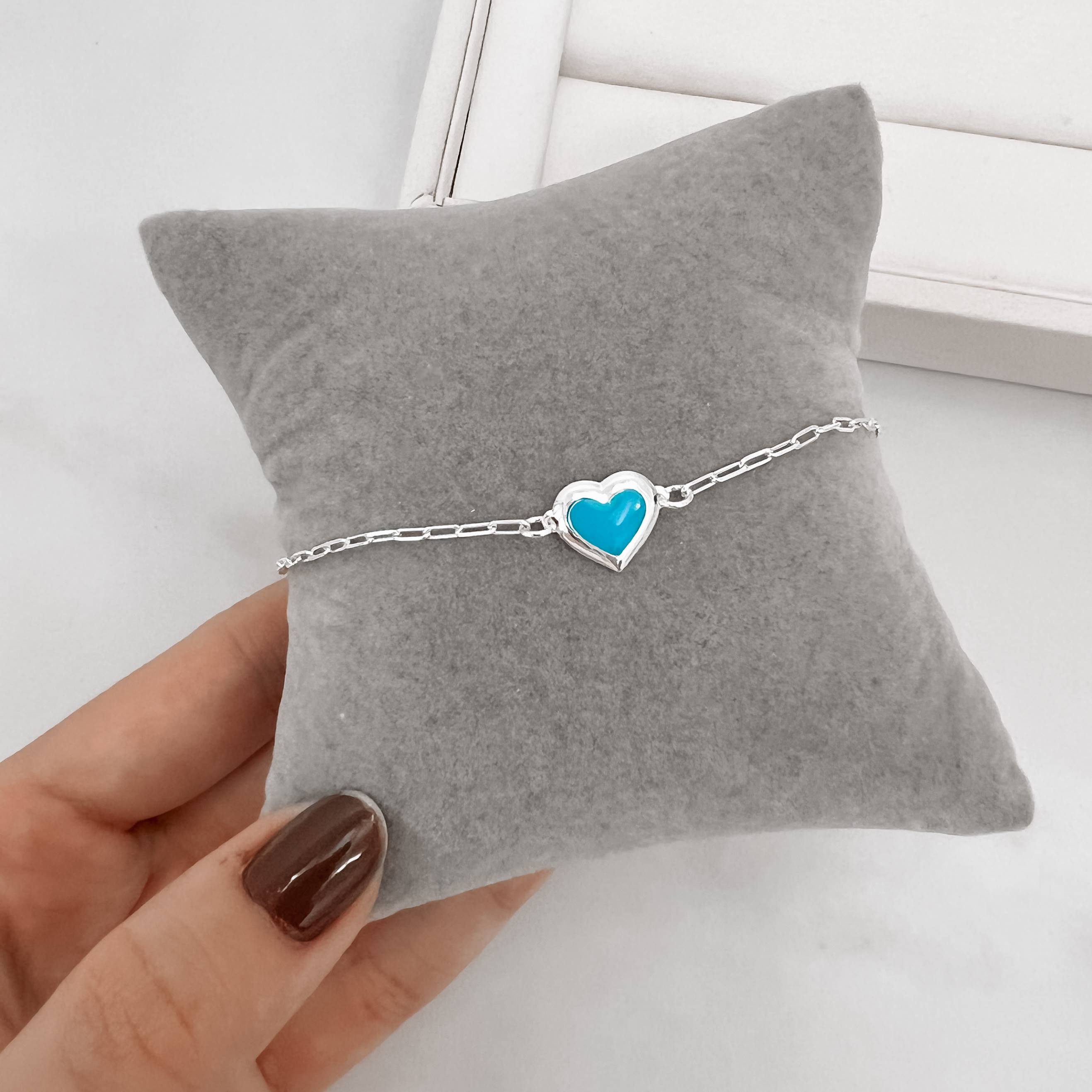 Imagem Secundária Pulseira entremeio coração 10mm resina azul tiffany