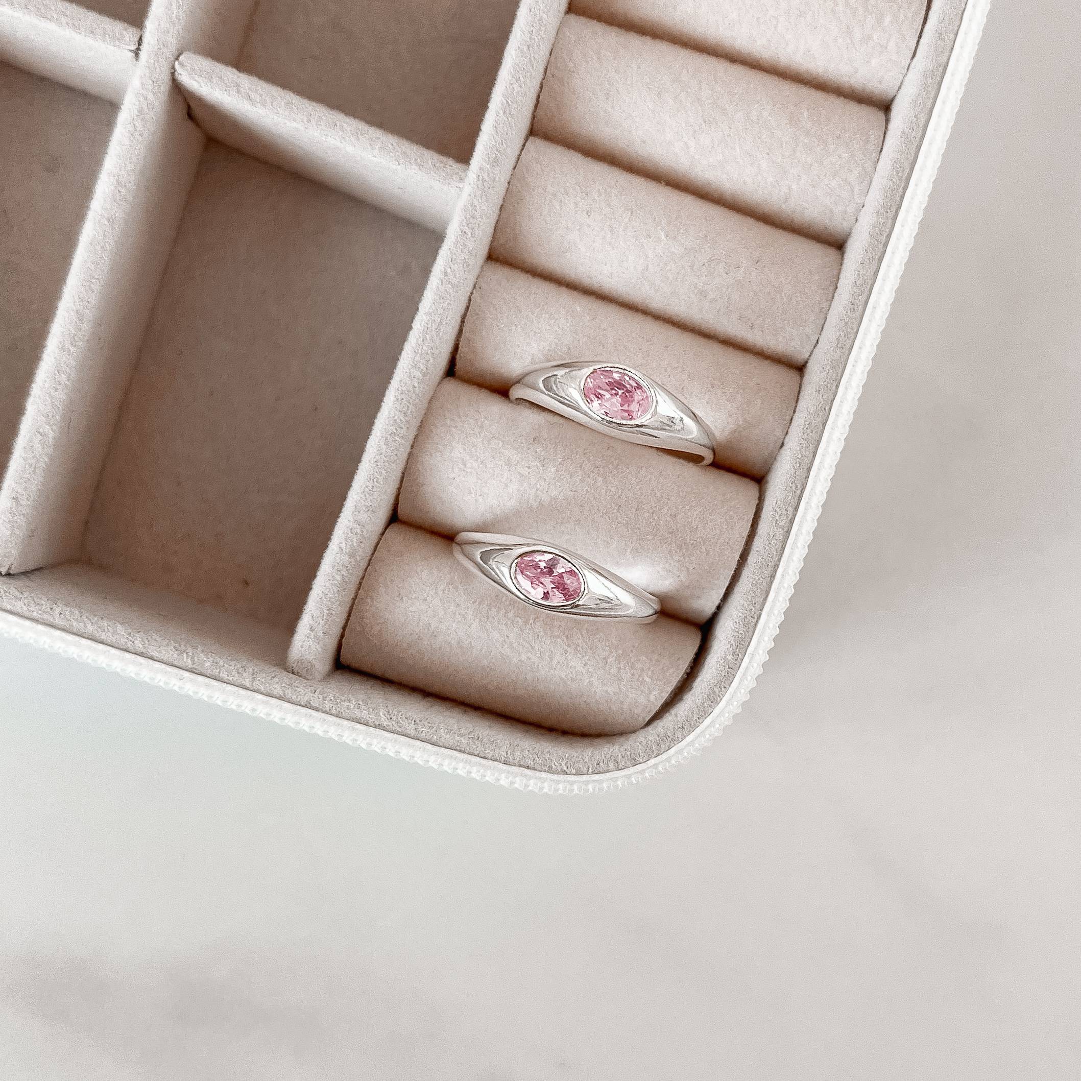 Imagem Secundária Anel zircônia oval rosa