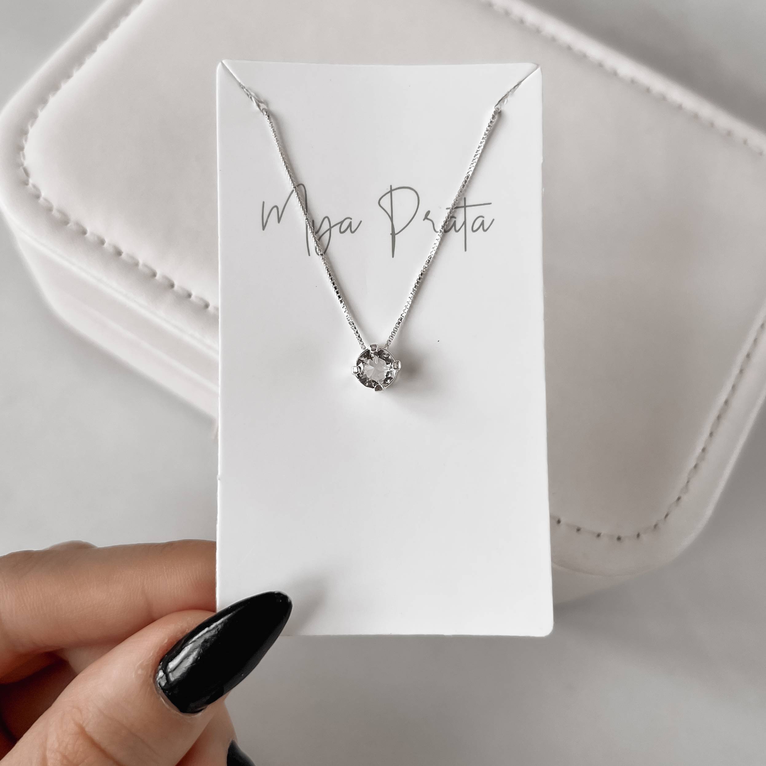 Imagem Secundária Colar zircônia redonda cristal 6mm 45cm