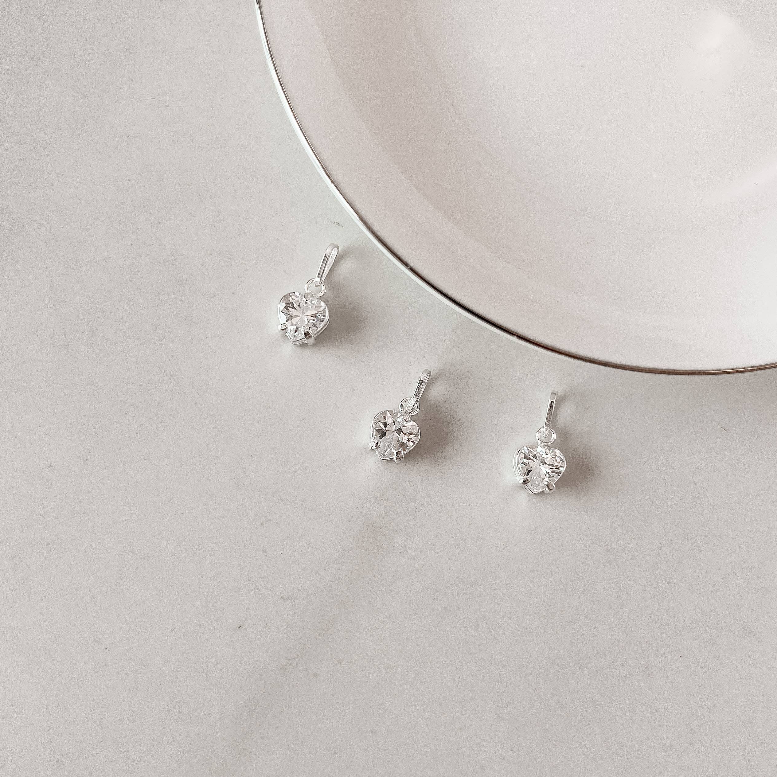 Pingente zircônia coração cristal 7mm