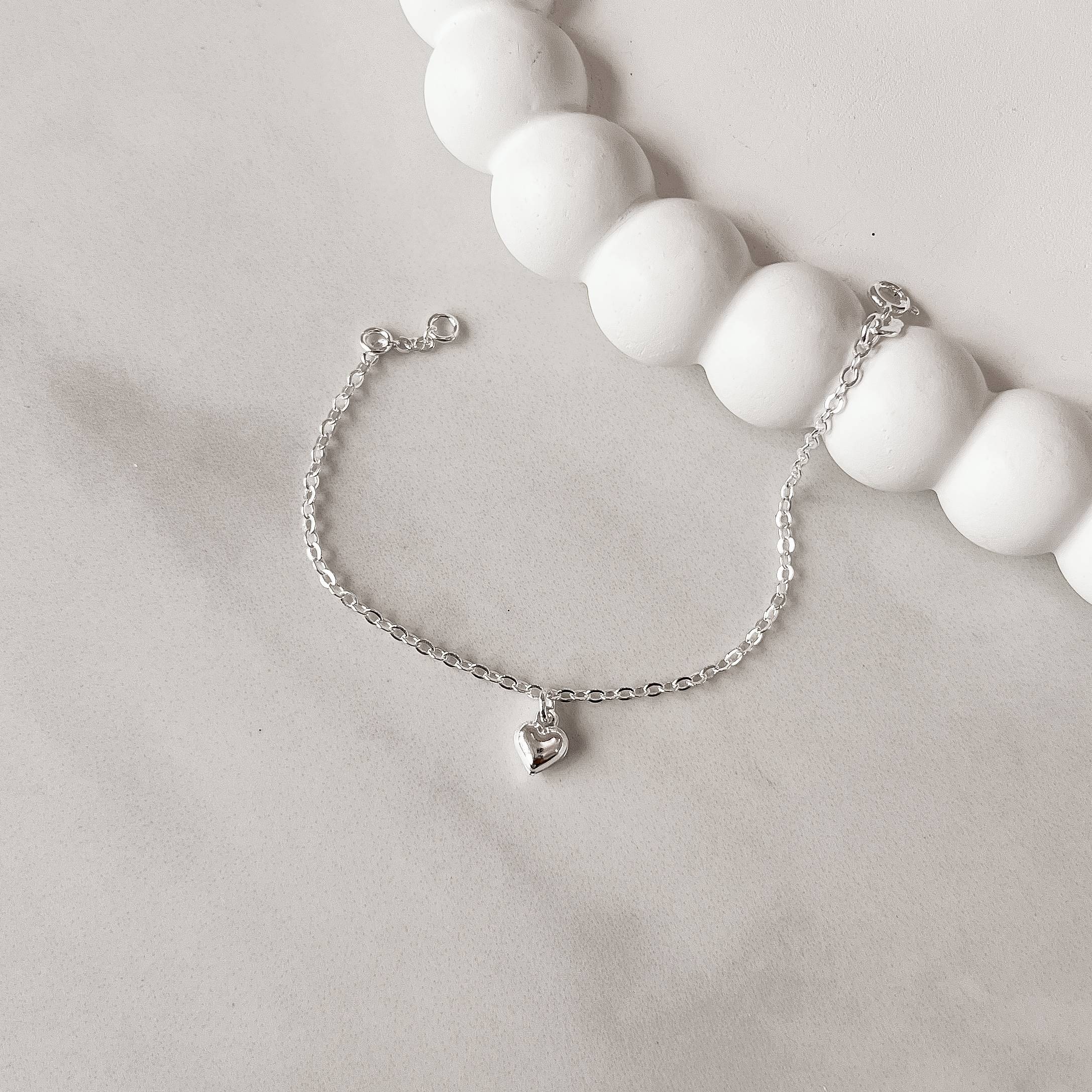 Pulseira infantil pingente coração 6mm