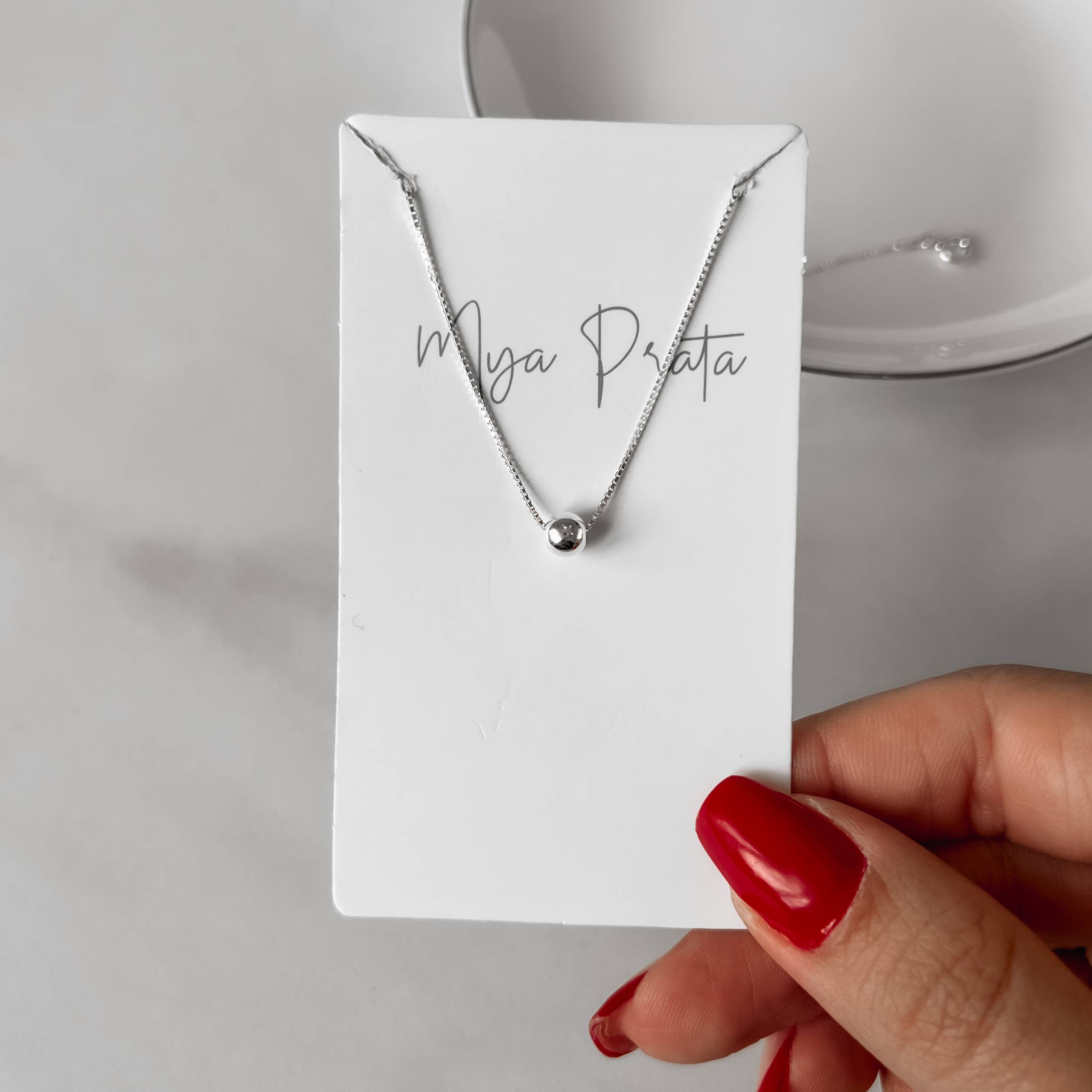 Imagem Secundária Colar bola 5mm 40cm com alongadora