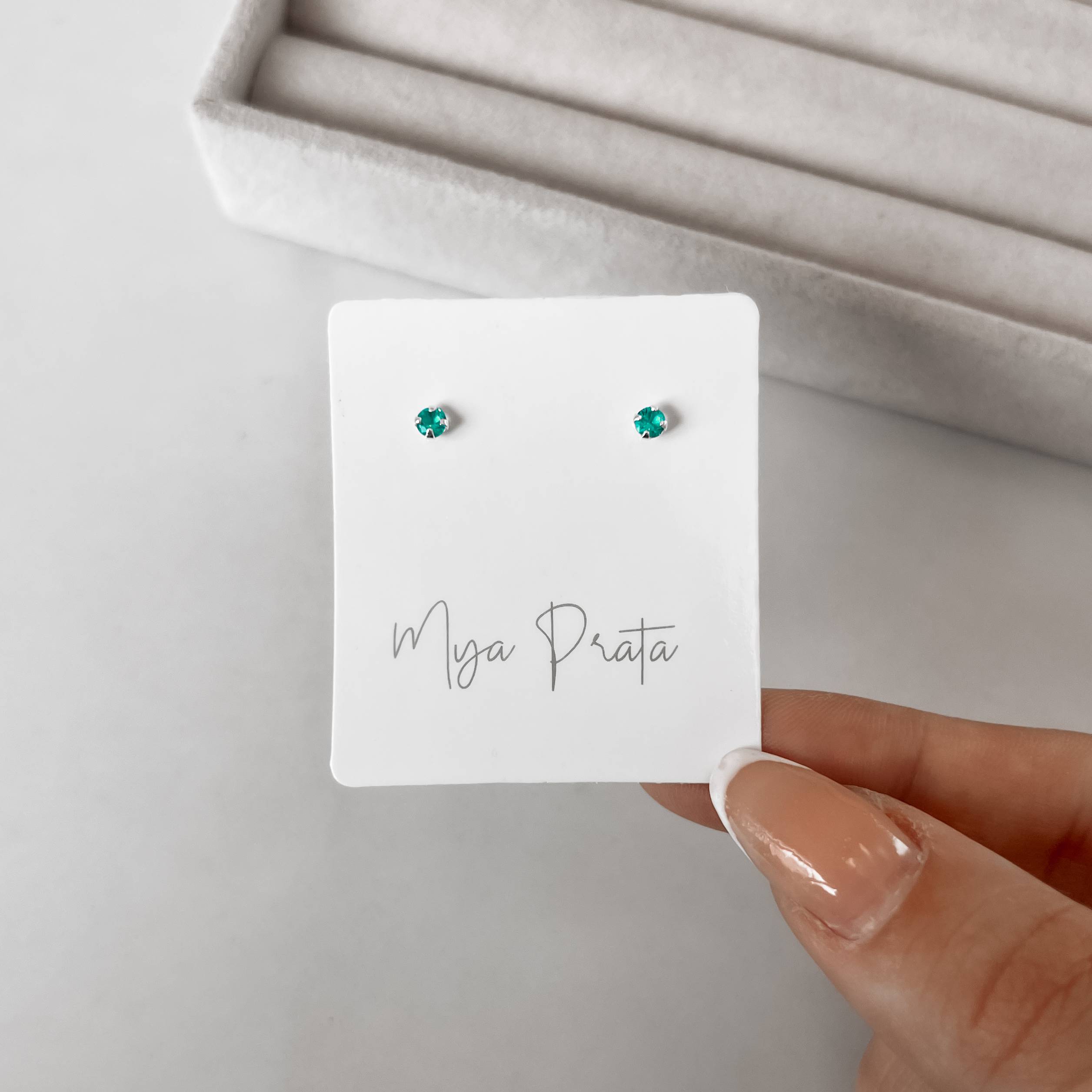 Imagem Brinco zircônia redonda acqua 3mm