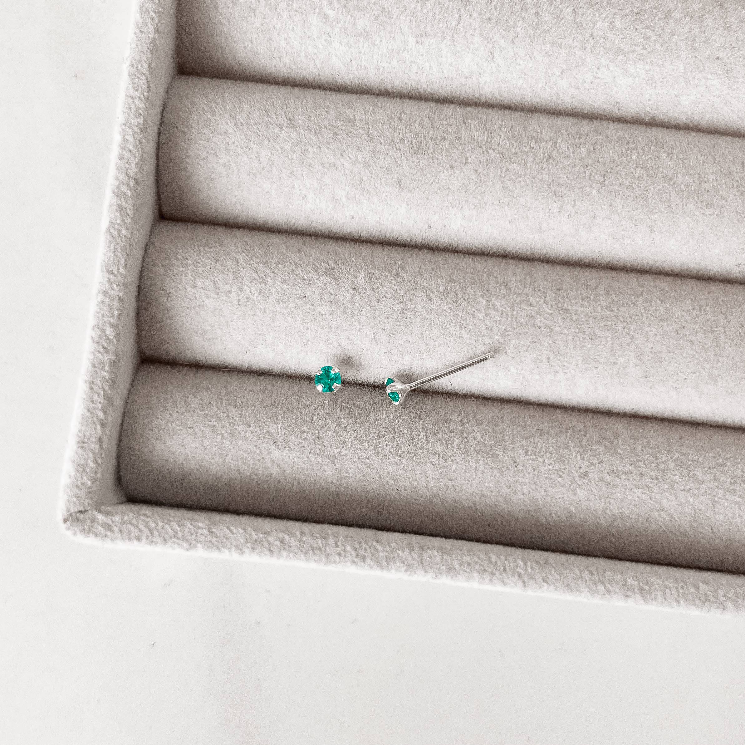 Imagem Secundária Brinco zircônia redonda acqua 3mm