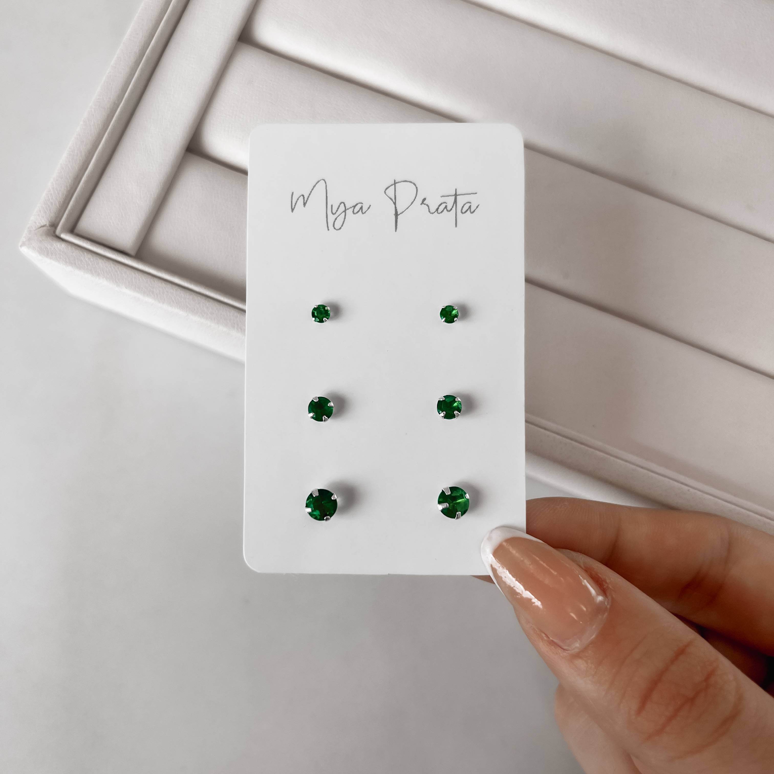 Imagem Secundária Trio zircônia redonda 3, 4 e 5mm esmeralda