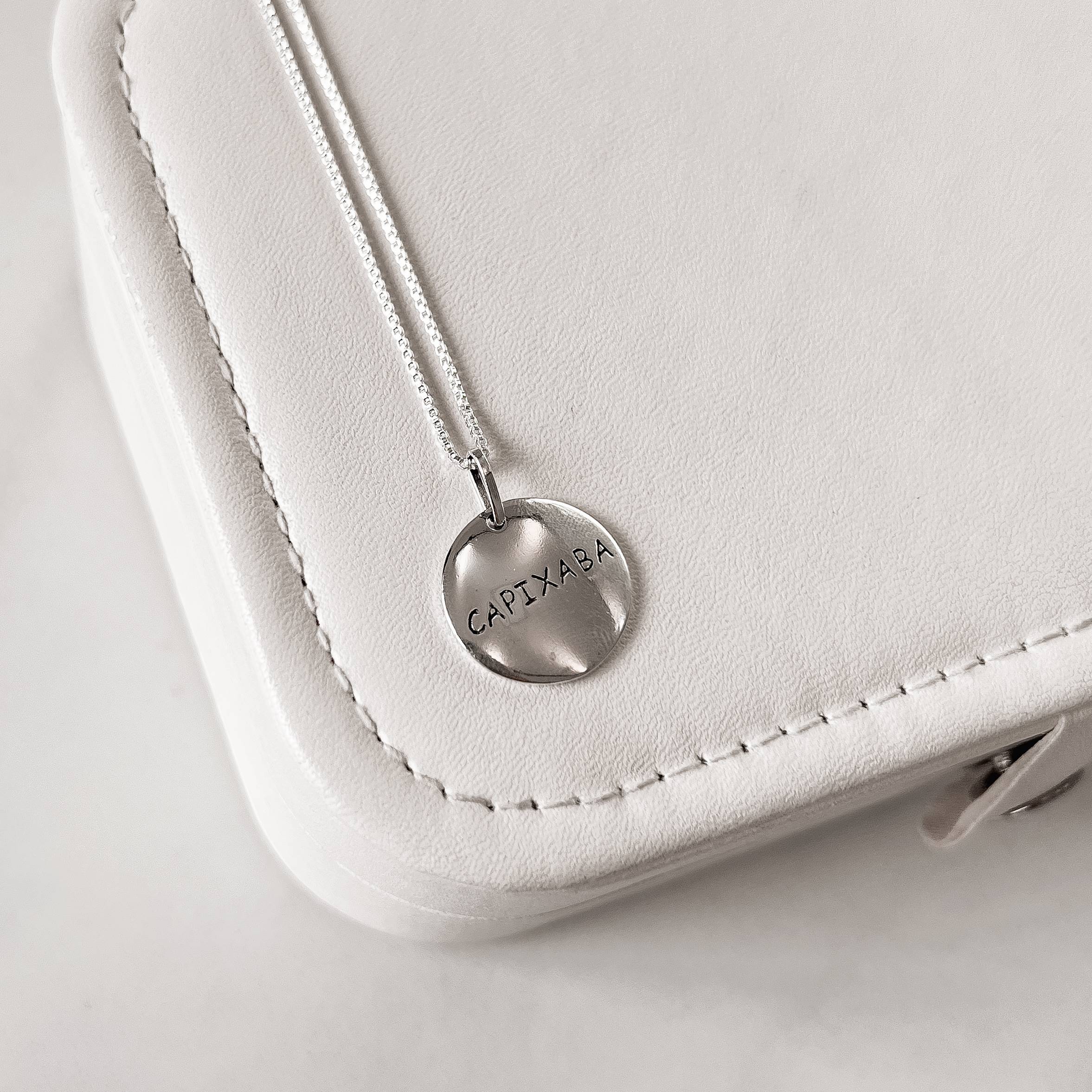 Colar pingente medalha capixaba 40+5cm