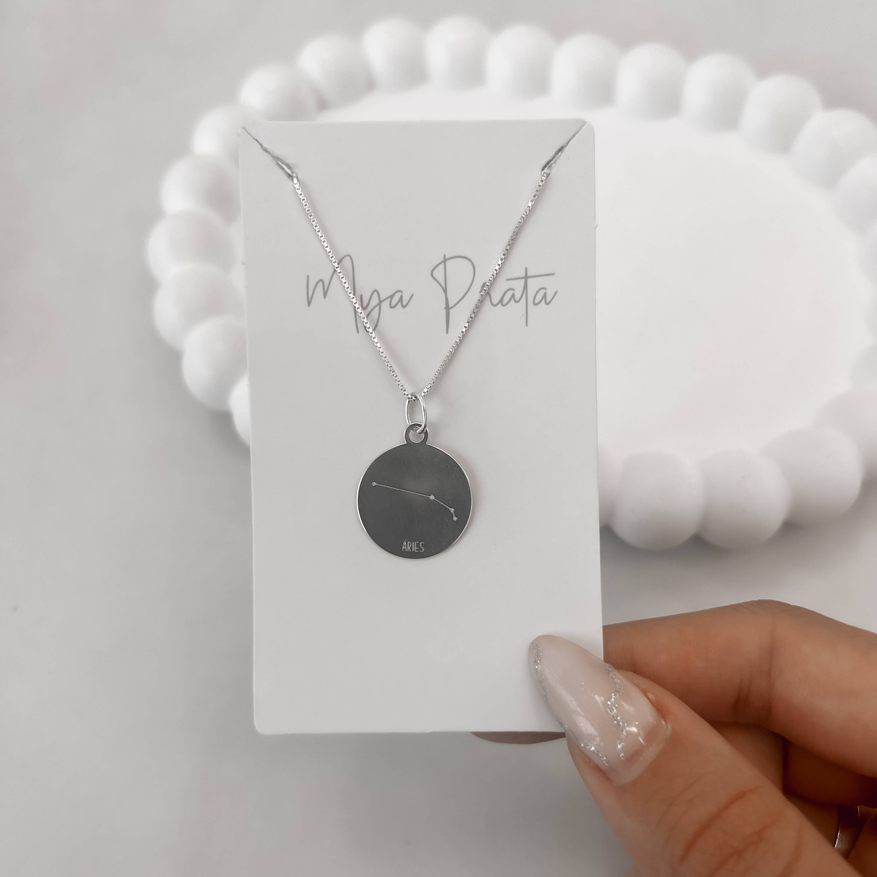 Imagem Secundária Colar pingente constelação signo aries 45cm