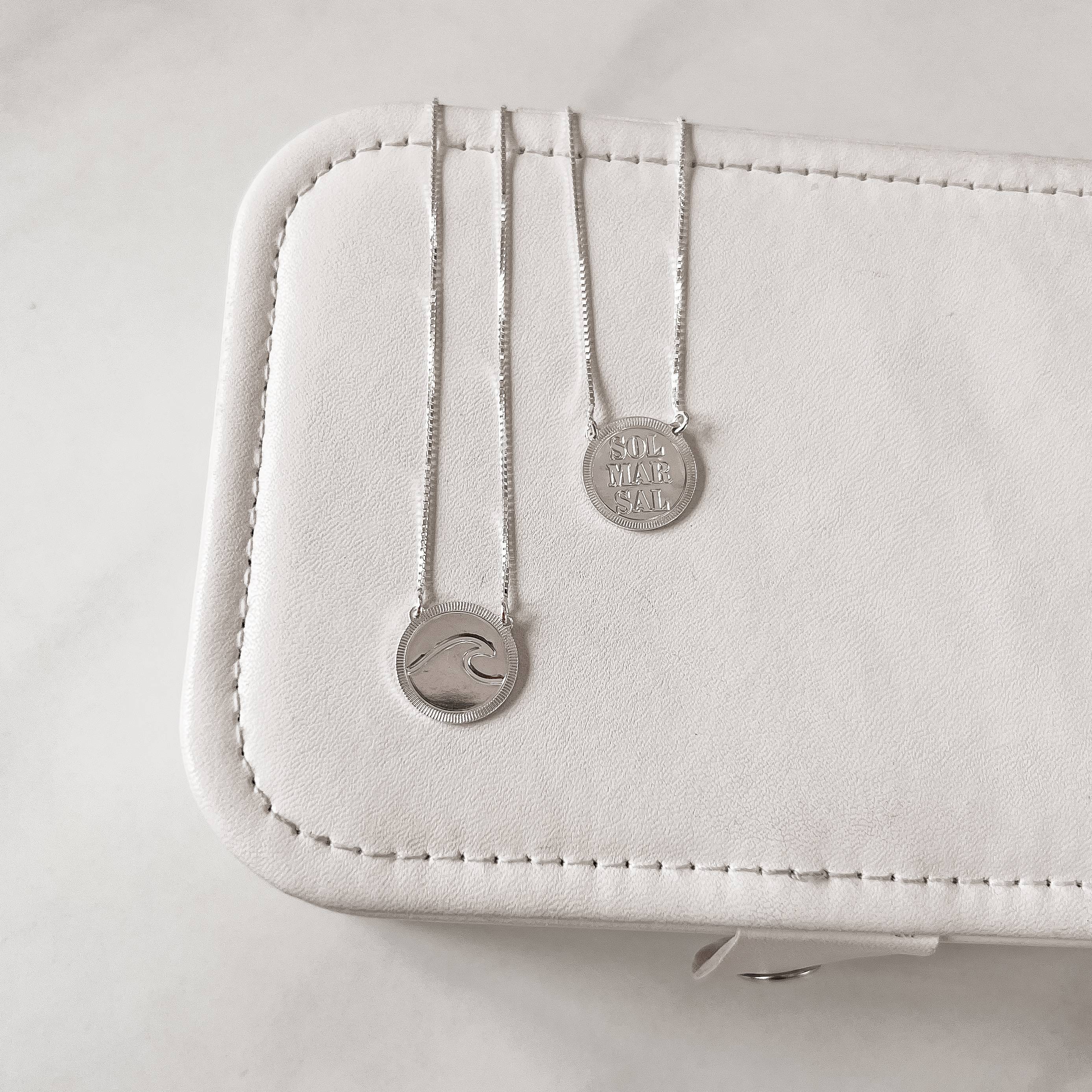 Imagem Escapulário medalha dupla face sol, mar, sal e onda v15 60cm