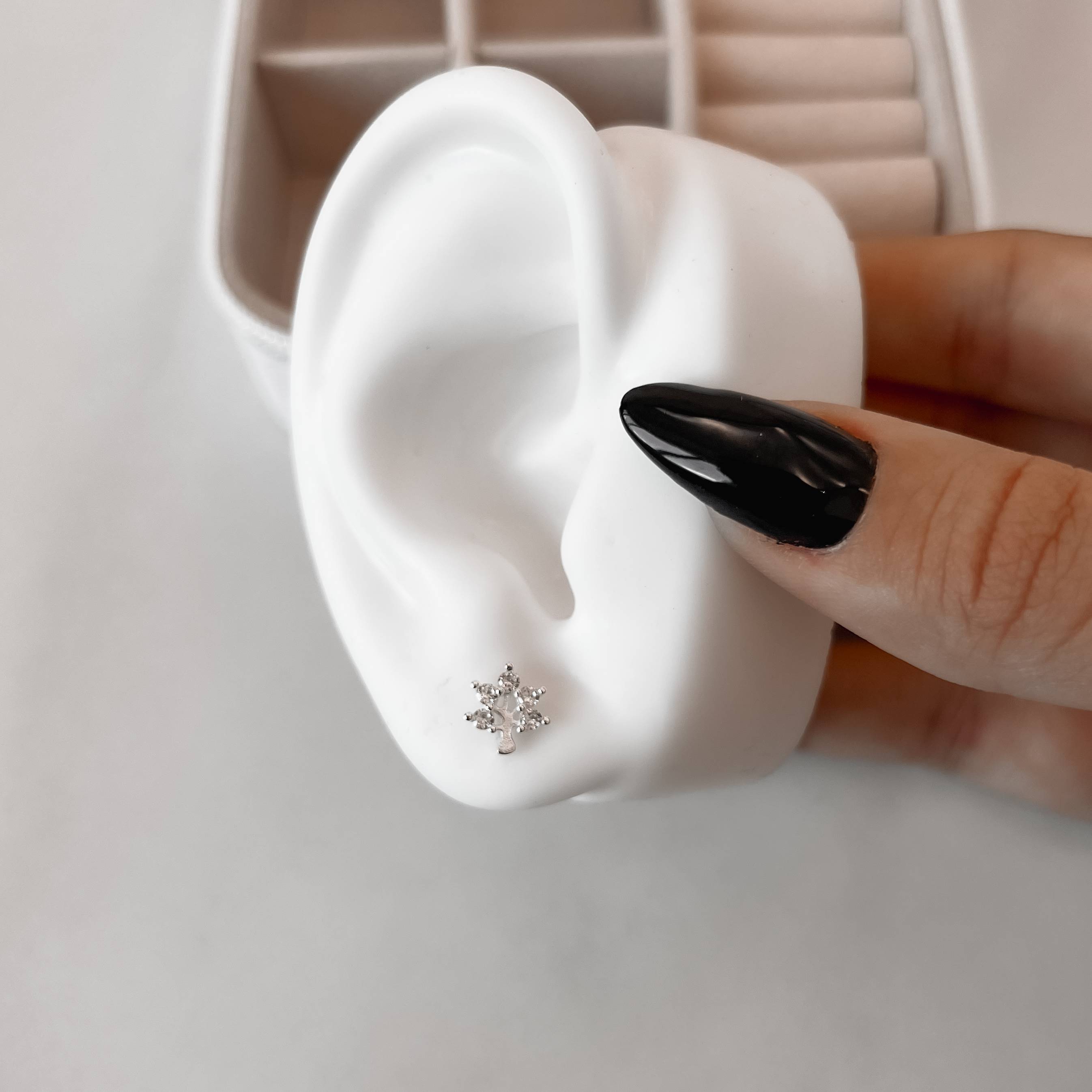 Imagem Secundária Brinco árvore cravejada 9mm