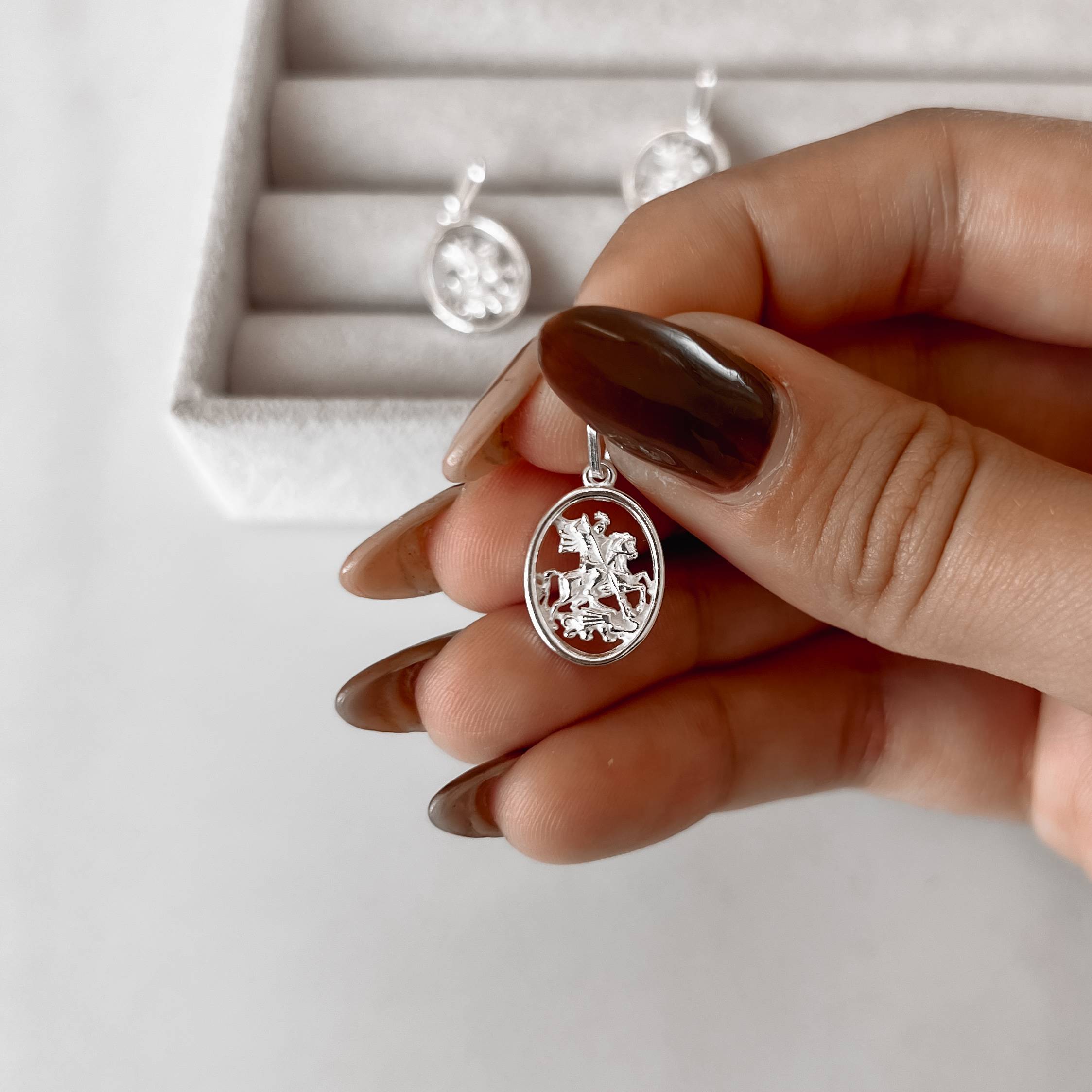 Imagem Secundária Pingente medalha oval São Jorge 15mm