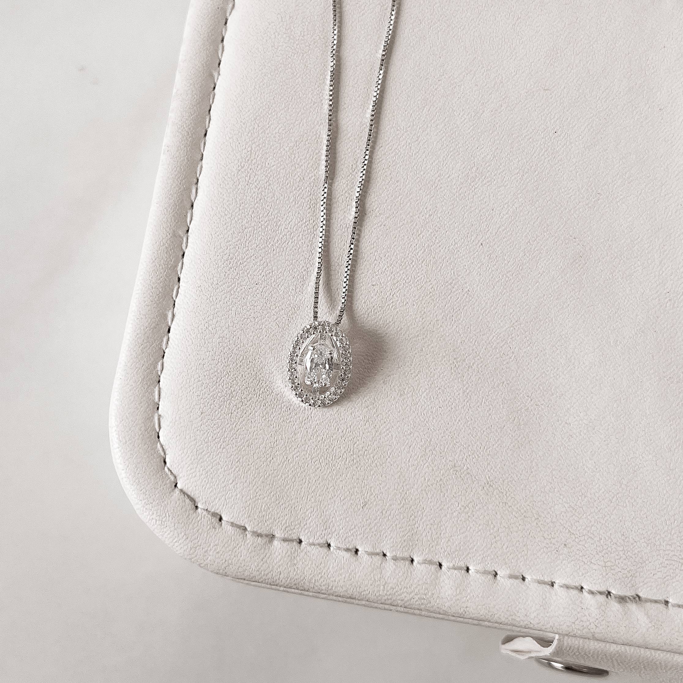 Imagem Secundária Colar zircônia oval com cravejado 13mm 45cm