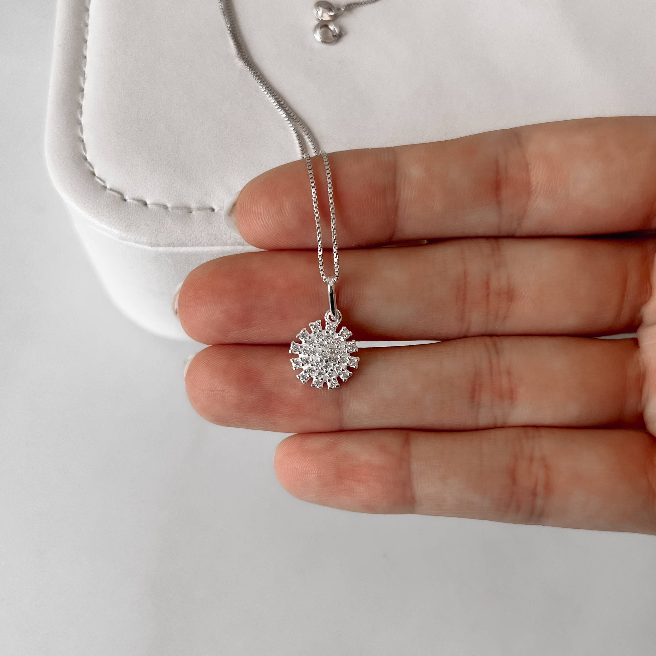 Imagem Colar pingente botão cravejado 11mm 45cm