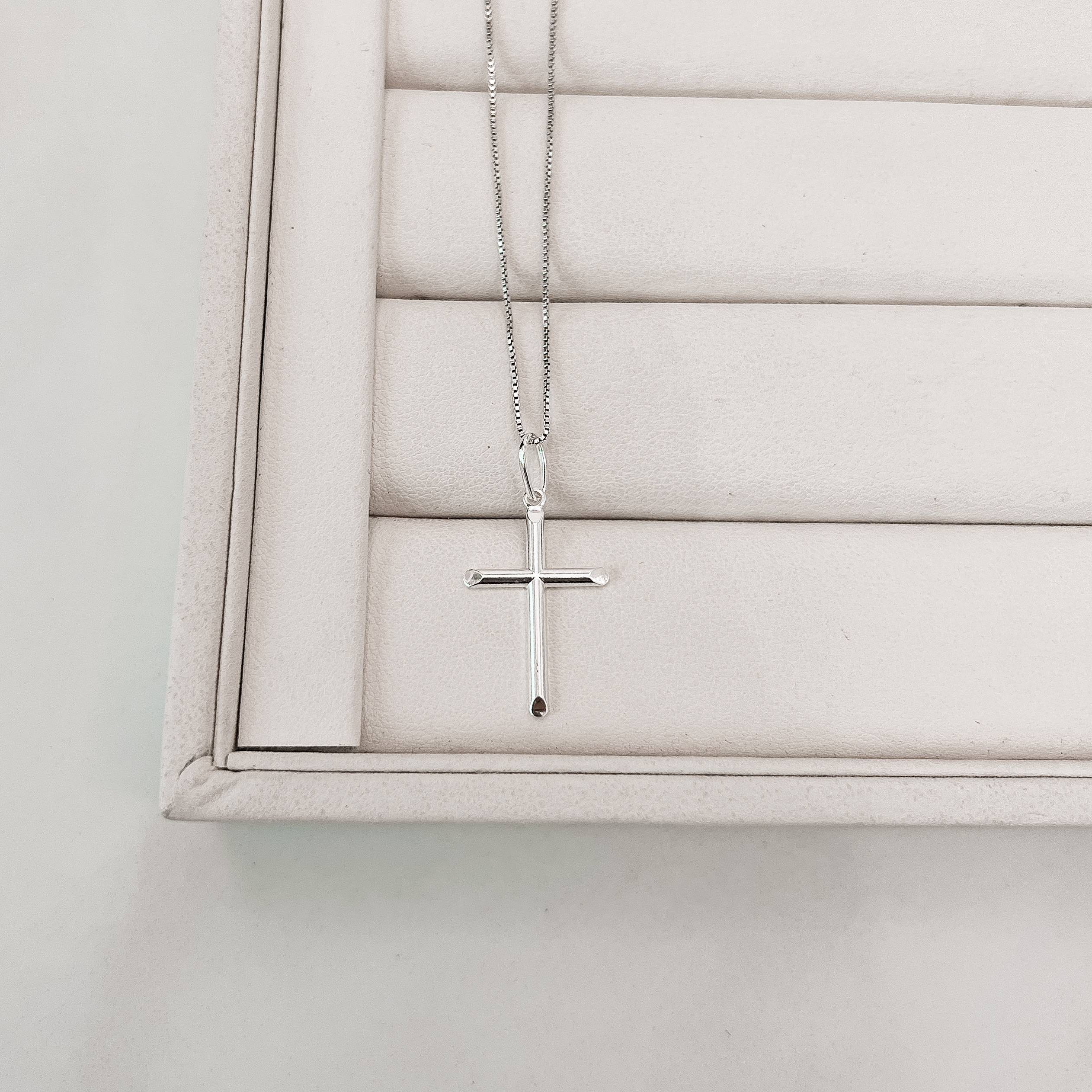 Imagem Secundária Colar pingente cruz 25mm 45cm