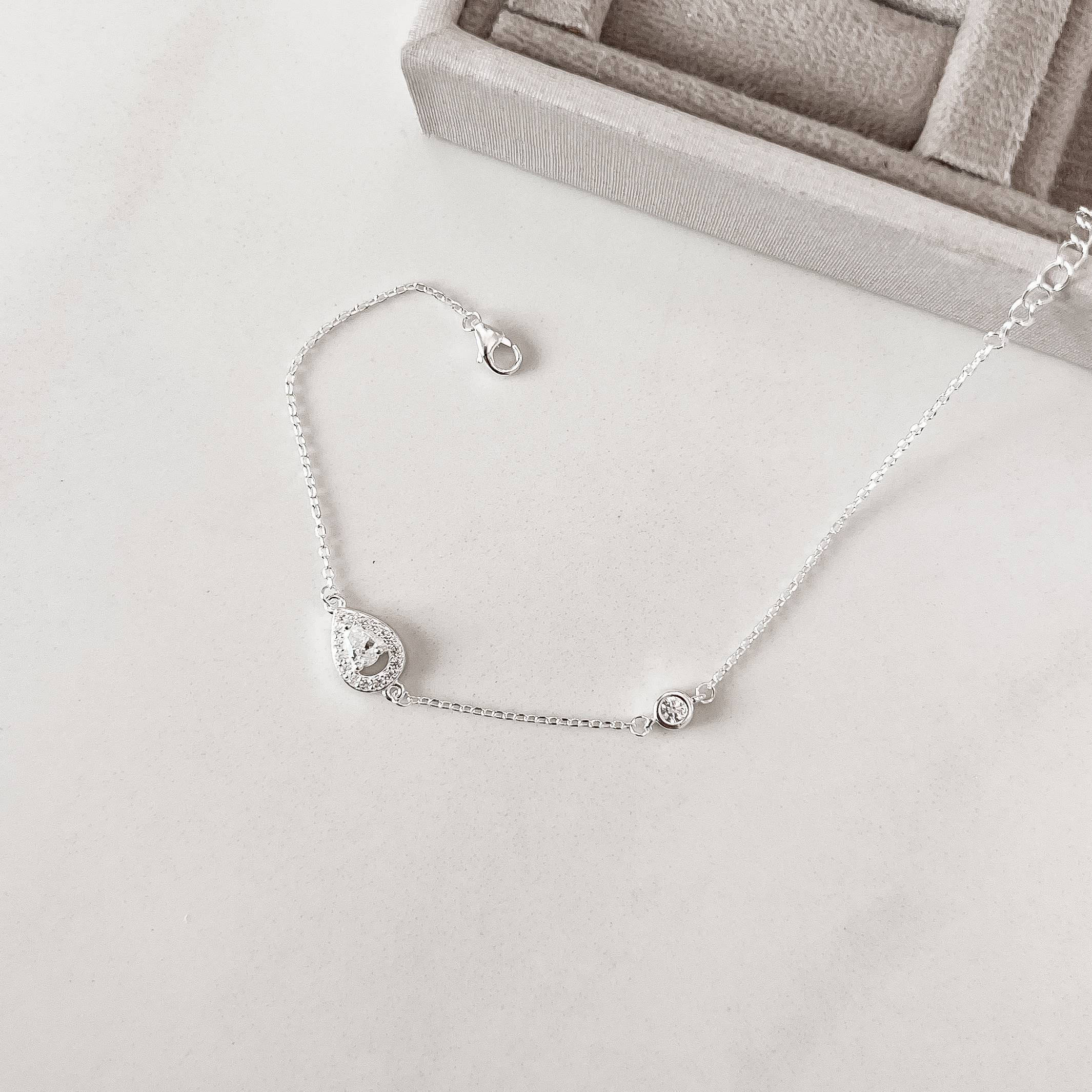 Imagem Secundária Pulseira entremeio zircônia gota com cravejado 10mm e zircônia redonda 4mm