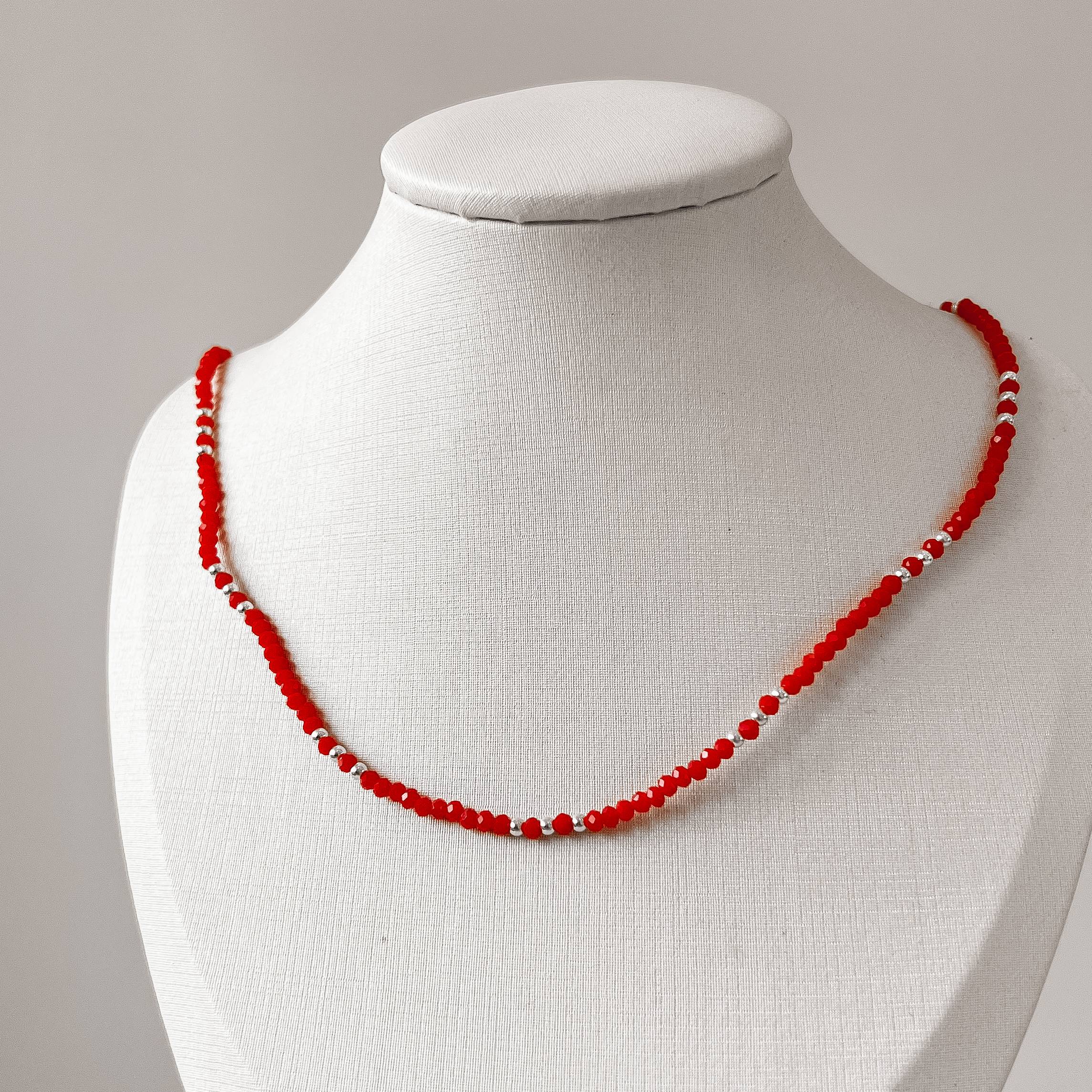 Imagem Colar cristal laranja 3mm com bolas 40+5cm