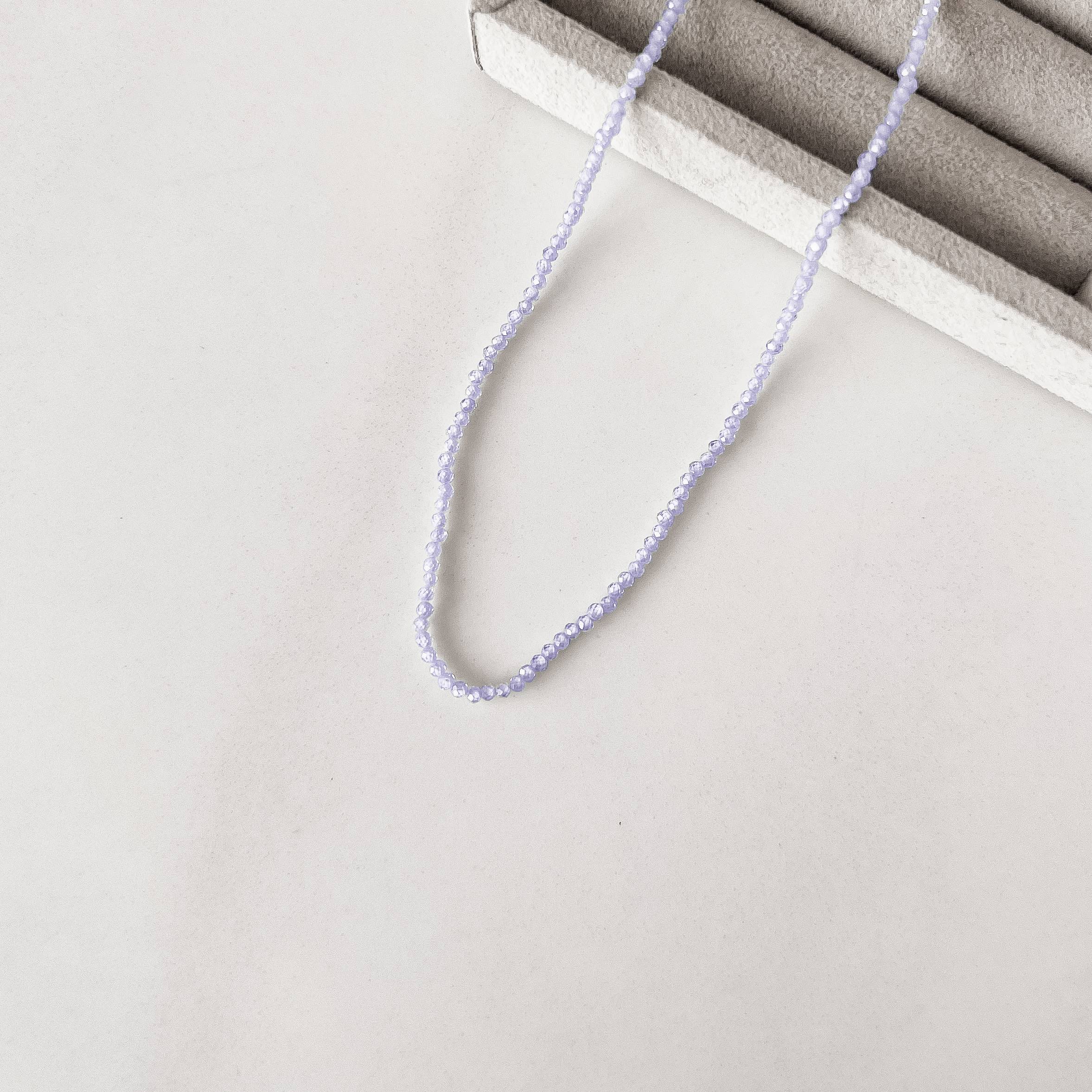 Choker zircônia redonda facetada azul claro 2mm