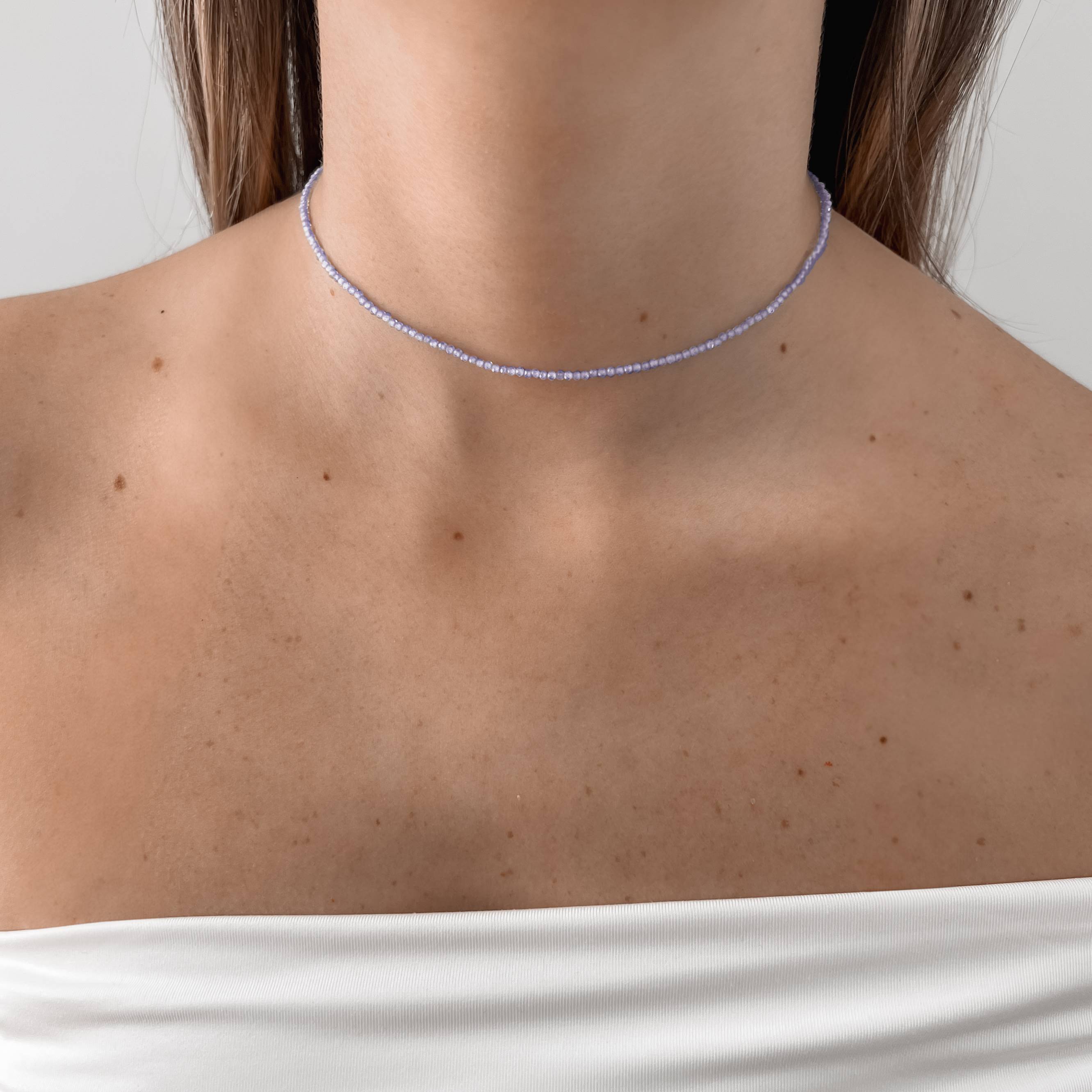 Imagem Secundária Choker zircônia redonda facetada azul claro 2mm
