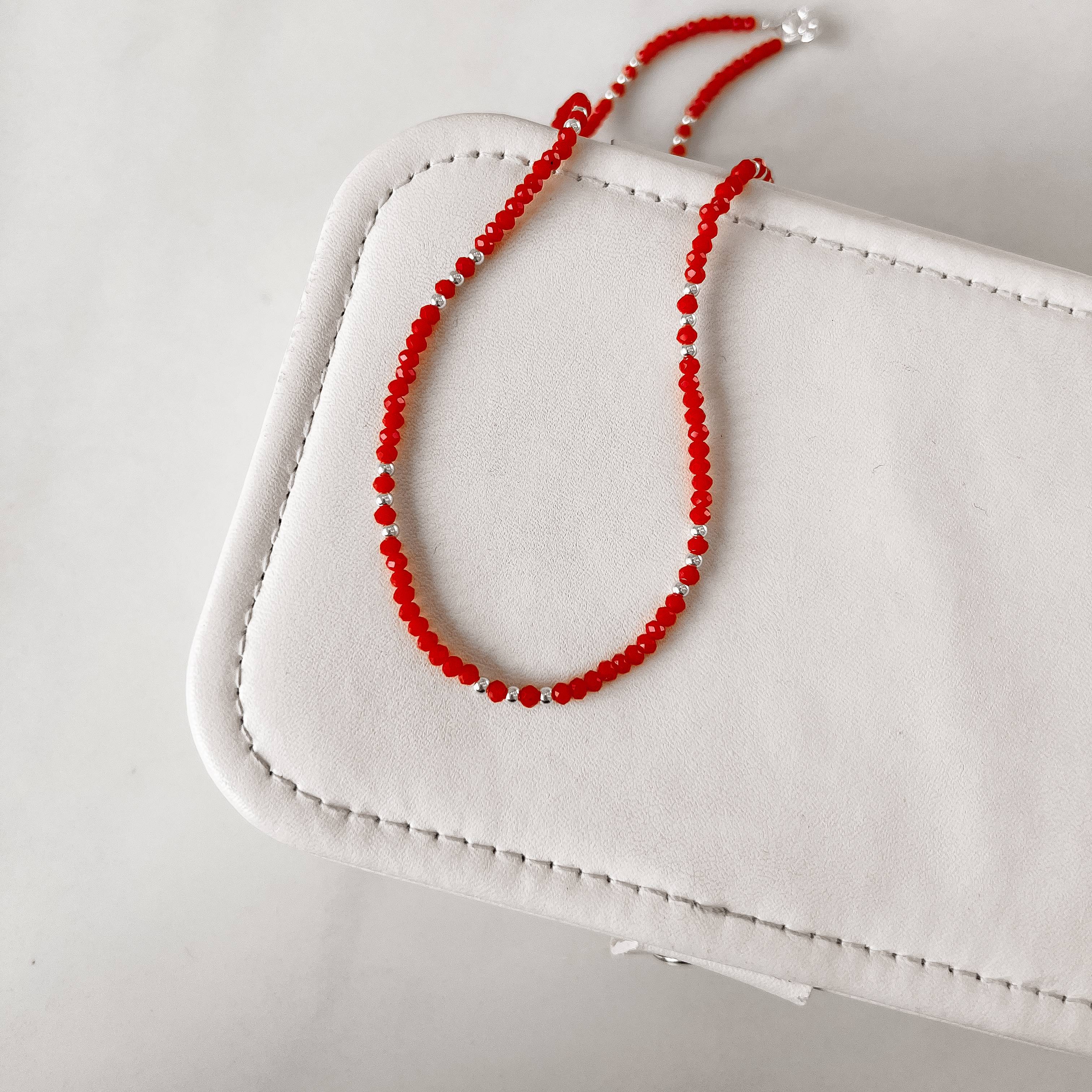 Imagem Secundária Colar cristal laranja 3mm com bolas 40+5cm