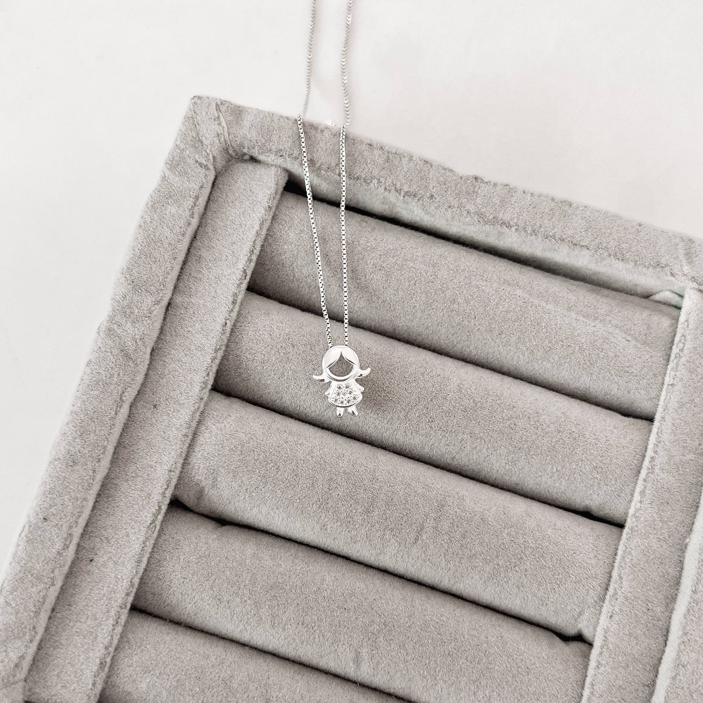 Colar menina detalhe cravejado 12mm 45cm