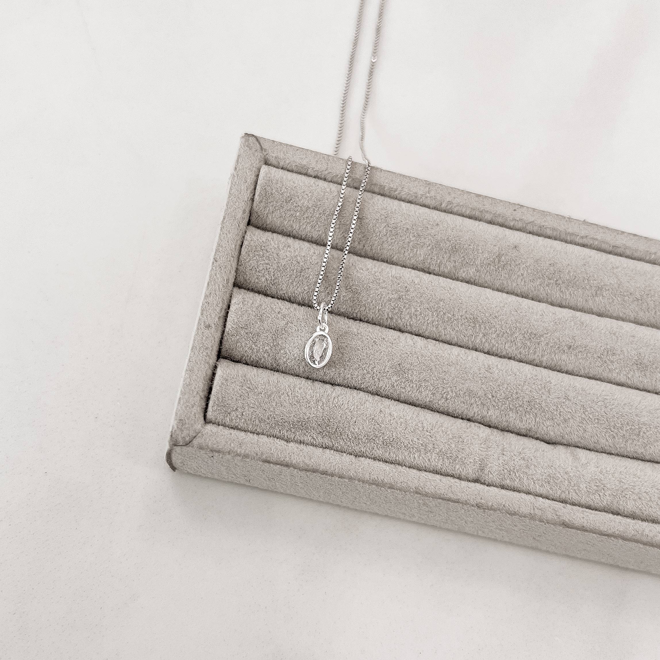 Imagem Secundária Colar pingente zircônia oval embutida 6mm 40cm