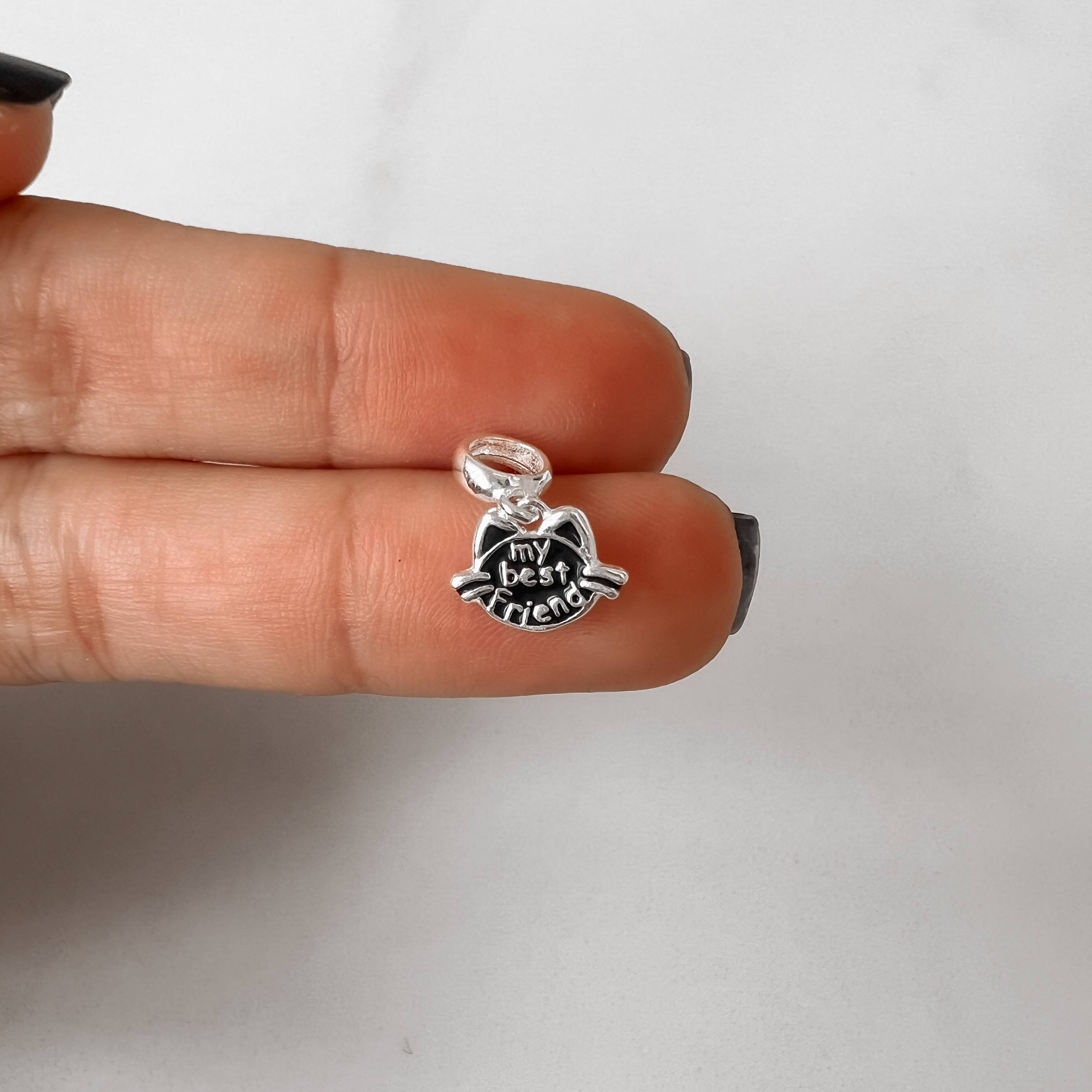 Imagem Secundária Berloque pingente gato my best friend resina 11mm