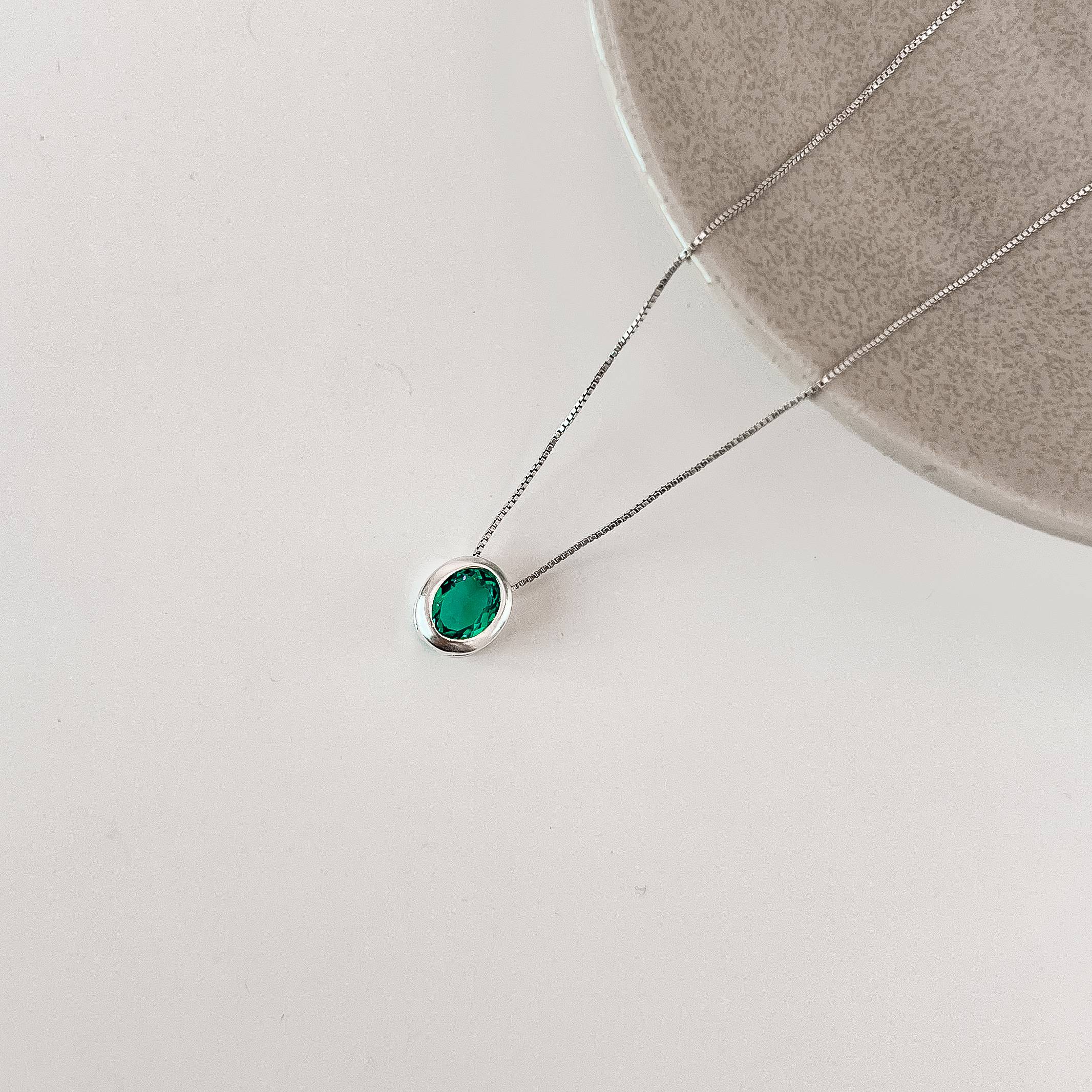 Imagem Colar zircônia oval acqua 11mm 45cm