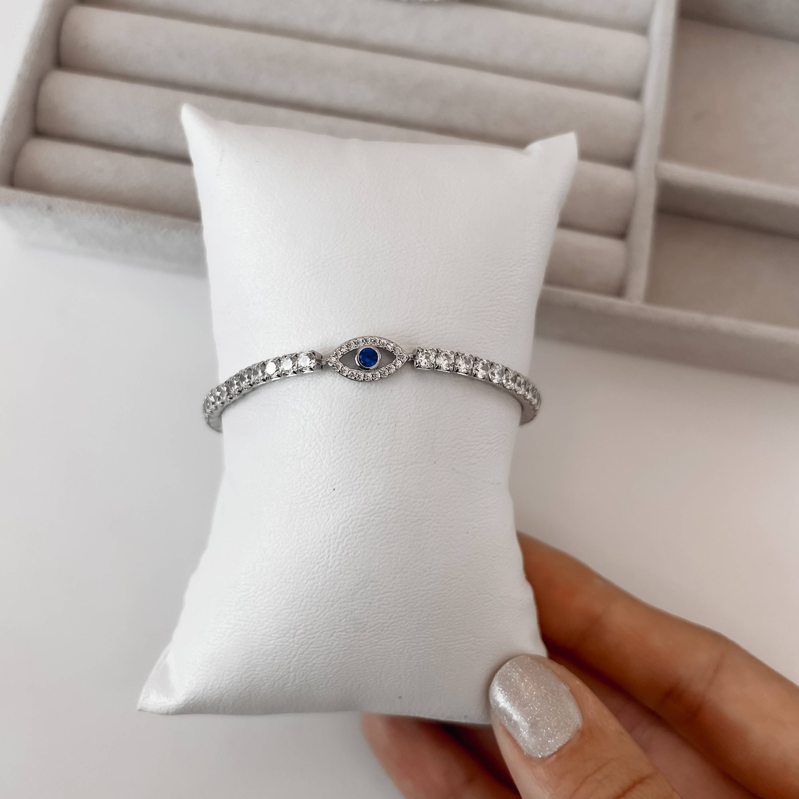 Imagem Secundária Pulseira Riviera 3.2 entremeio olho grego ródio