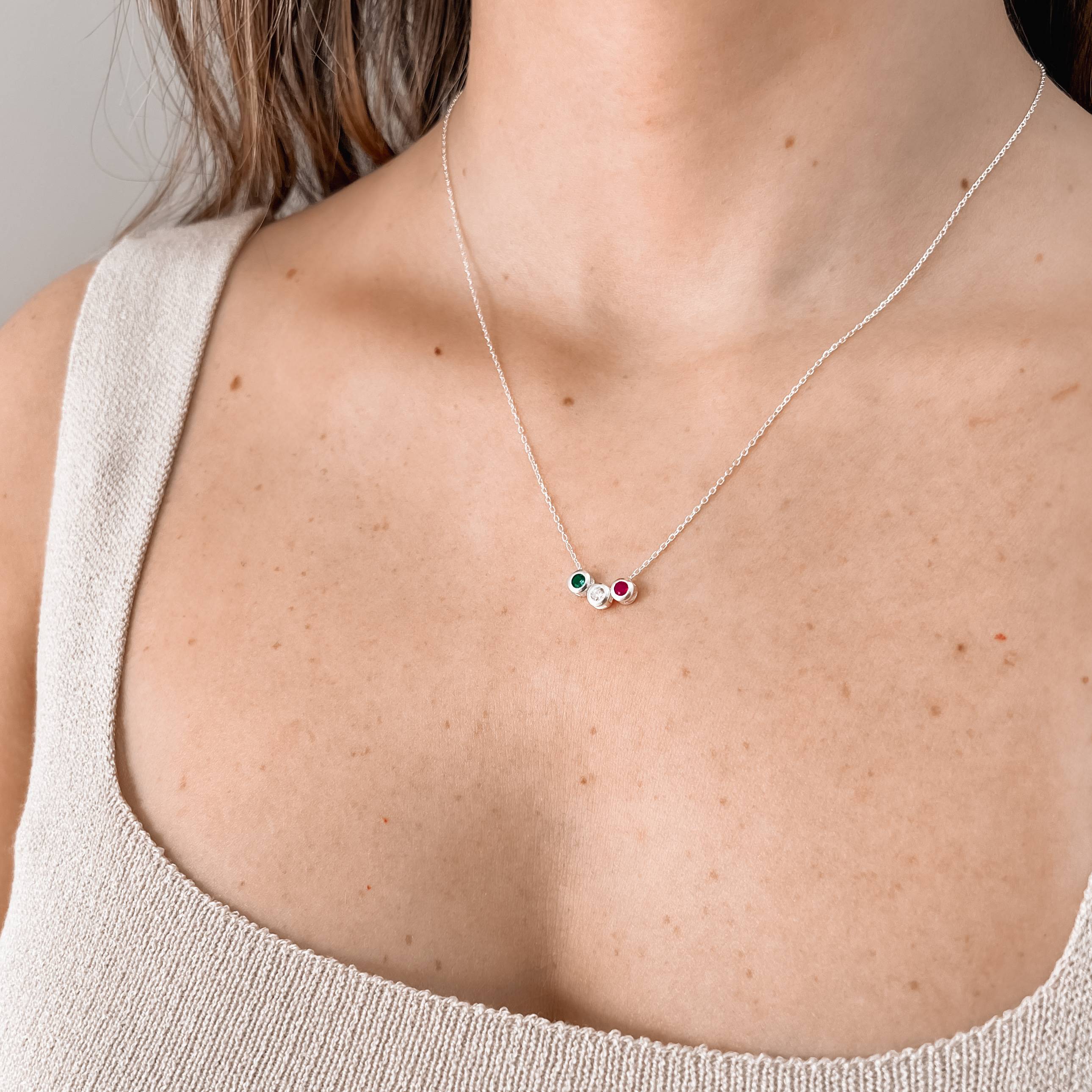 Imagem Secundária Conjunto brinco e colar zircônias coloridas 4mm 45+5cm