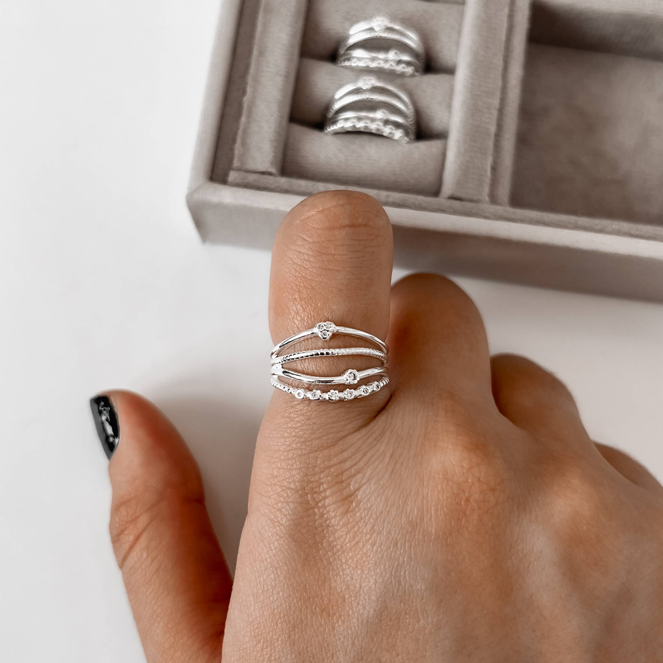 Anel 4 fios com cravejado